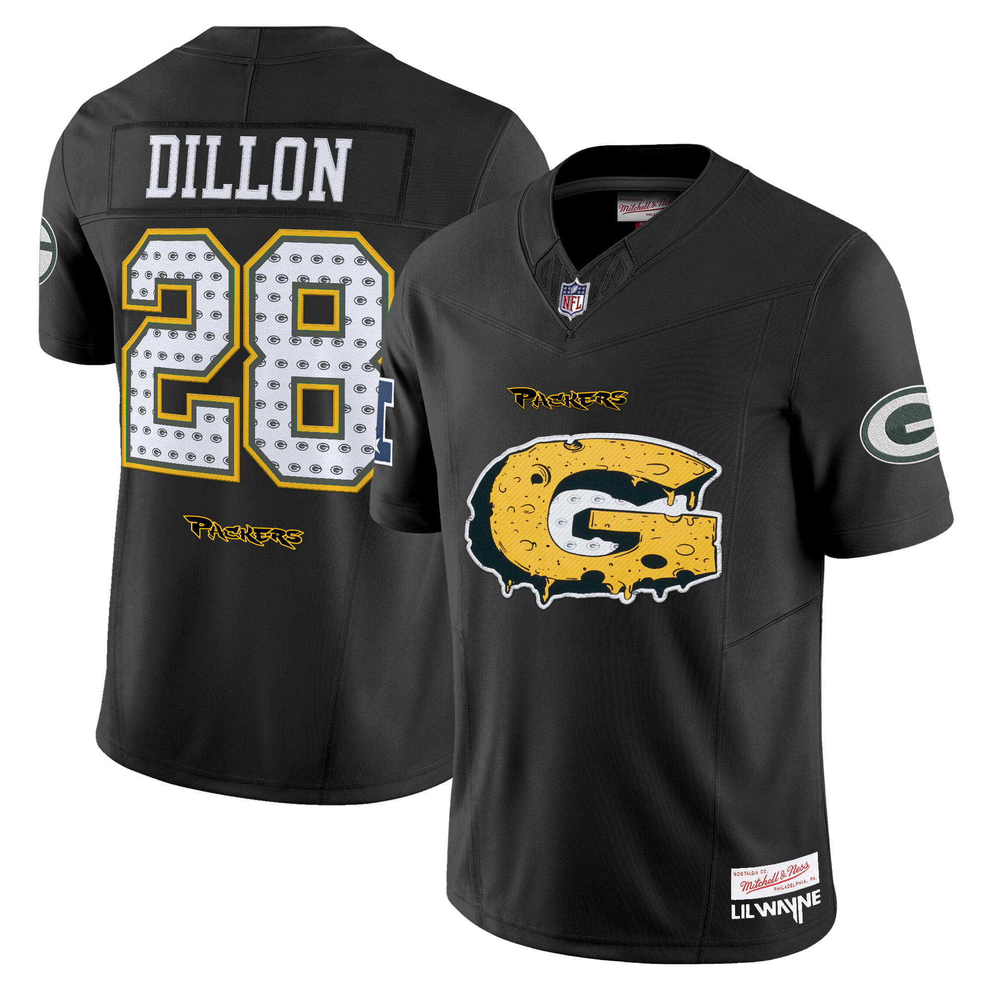 Men's Green Bay Packers 'Cheesehead' x 'Tha Carter VI' Style Vapor Limited AJ Dillon Jersey - All Stitched