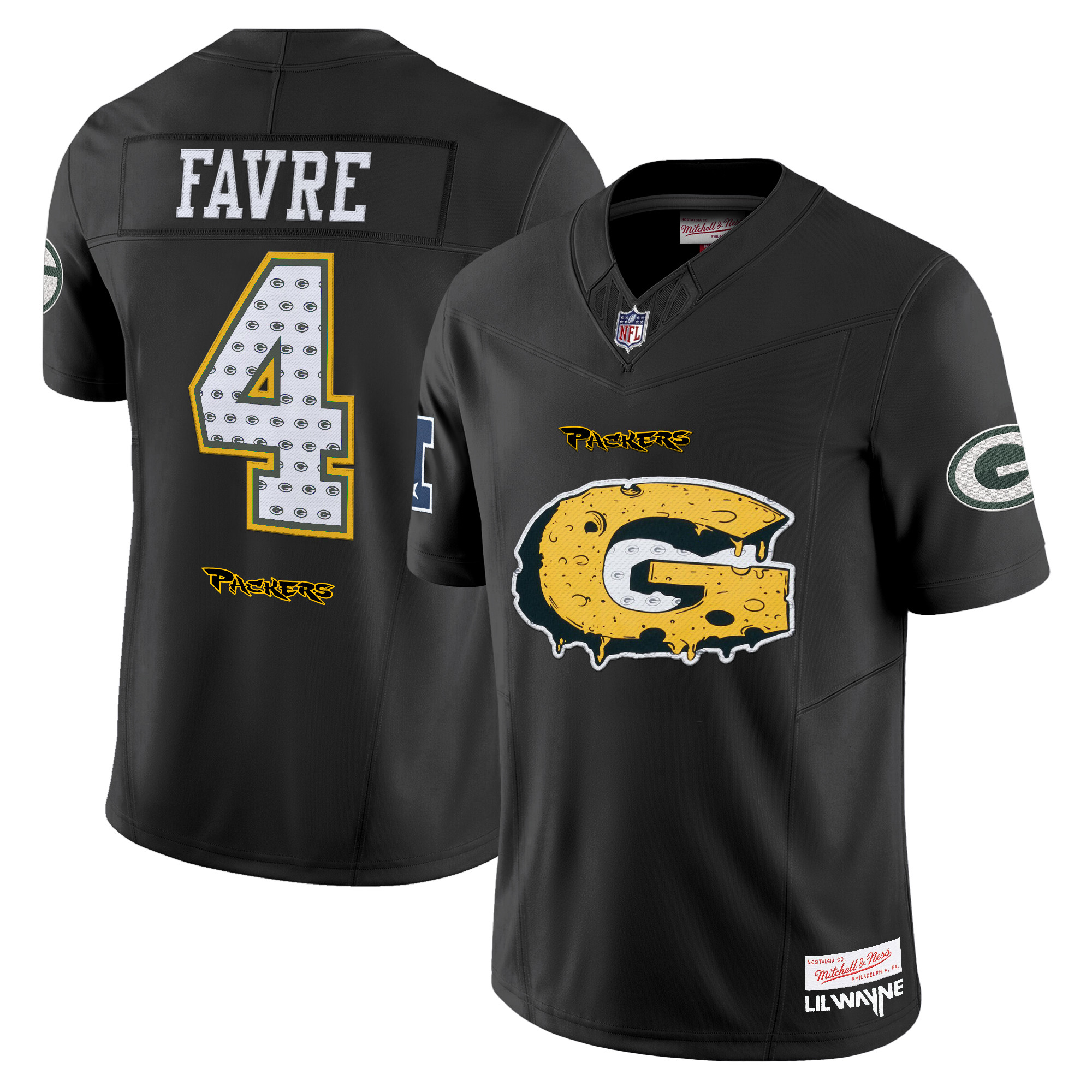 Men's Green Bay Packers 'Cheesehead' x 'Tha Carter VI' Style Vapor Limited Brett Favre Jersey - All Stitched