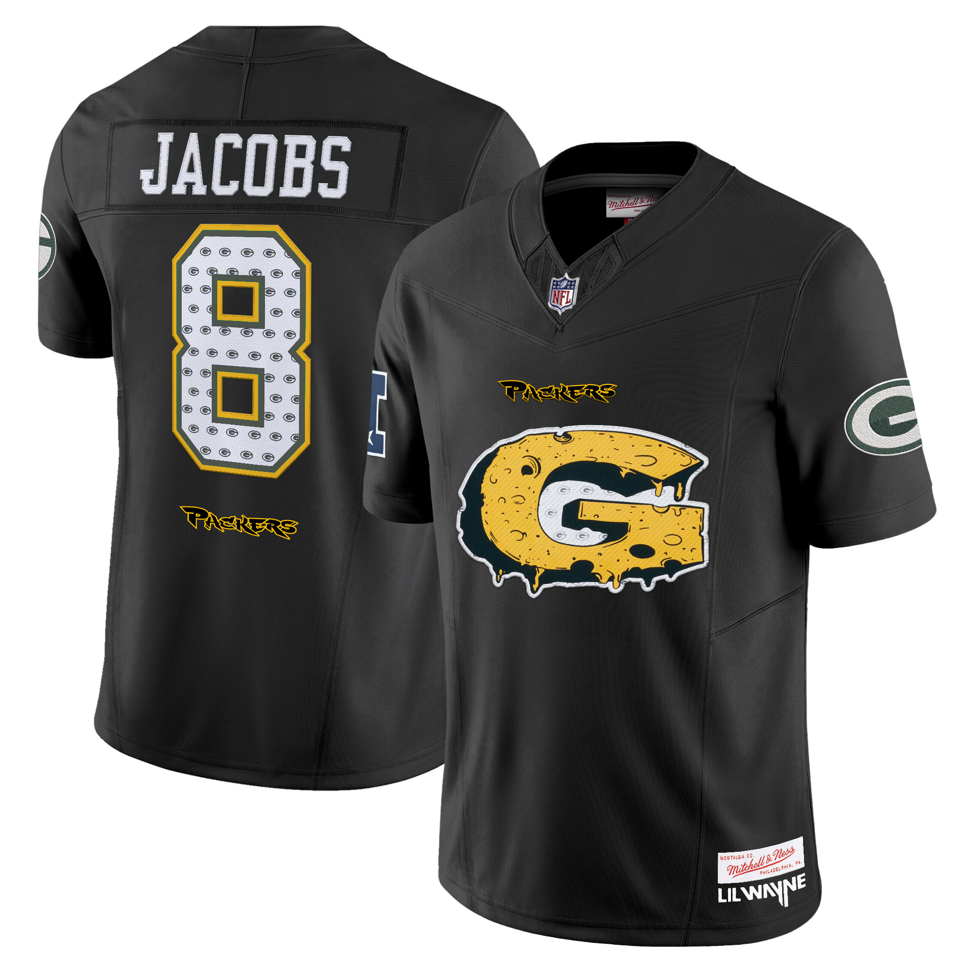 Men's Green Bay Packers 'Cheesehead' x 'Tha Carter VI' Style Vapor Limited Josh Jacobs Jersey - All Stitched