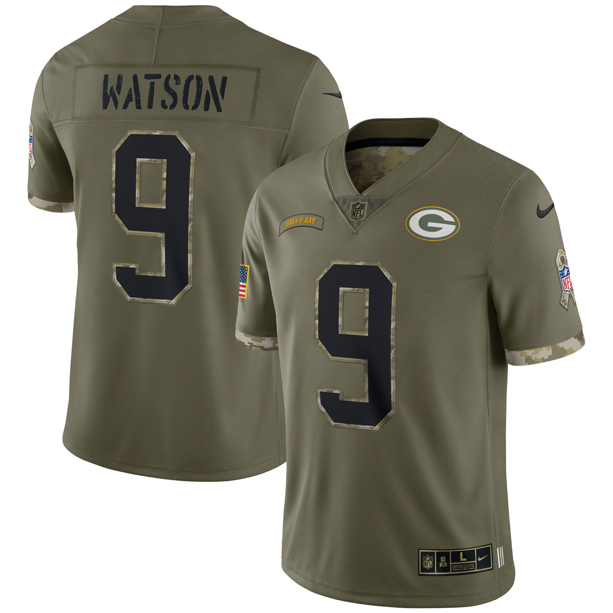 Men's Green Bay Packers Salute To Service Christian Watson Jersey - All Stitched