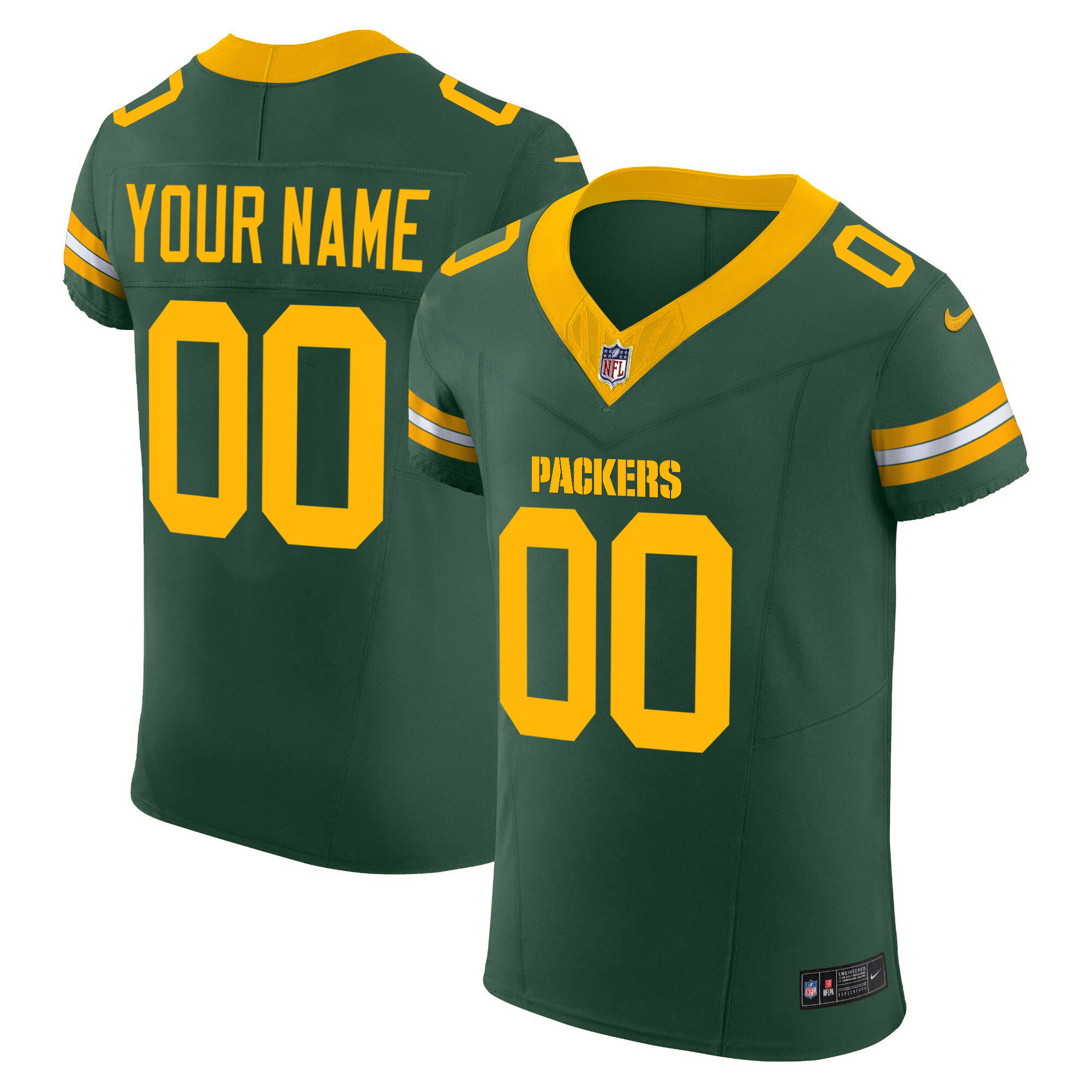 Men's Green Bay Packers Vapor Elite Custom Green Jersey - All Stitched