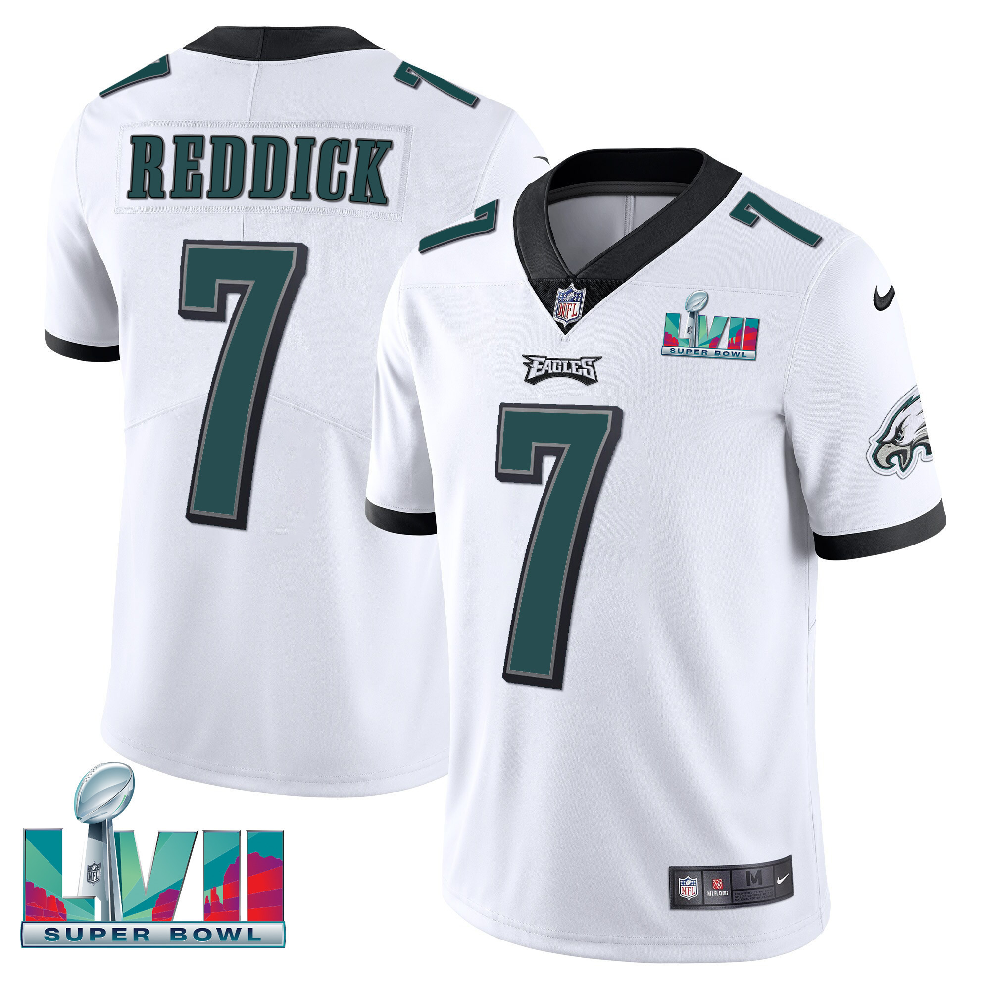 Men's Haason Reddick Philadelphia Eagles Super Bowl Patch White Jersey - All Stitched