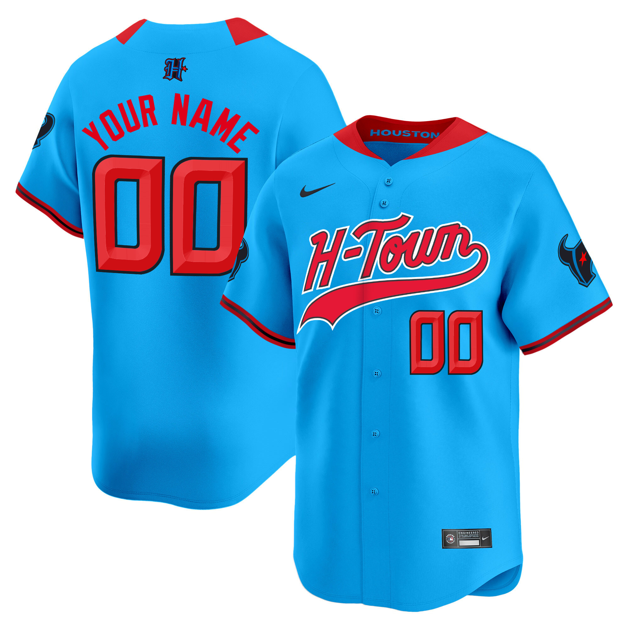 Men's Houston Texans 2024 Baseball Custom Blue Jersey - All Stitched