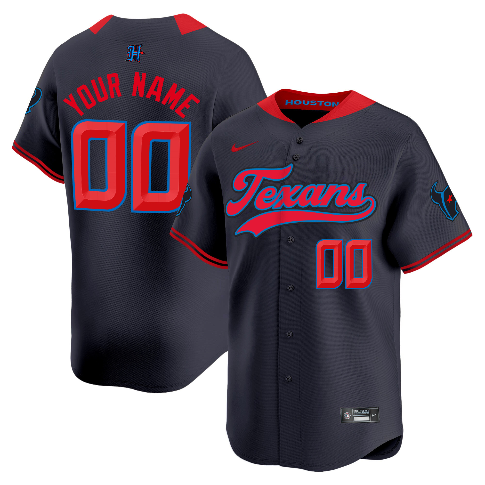 Men's Houston Texans 2024 Baseball Custom Navy Limited Jersey - All Stitched