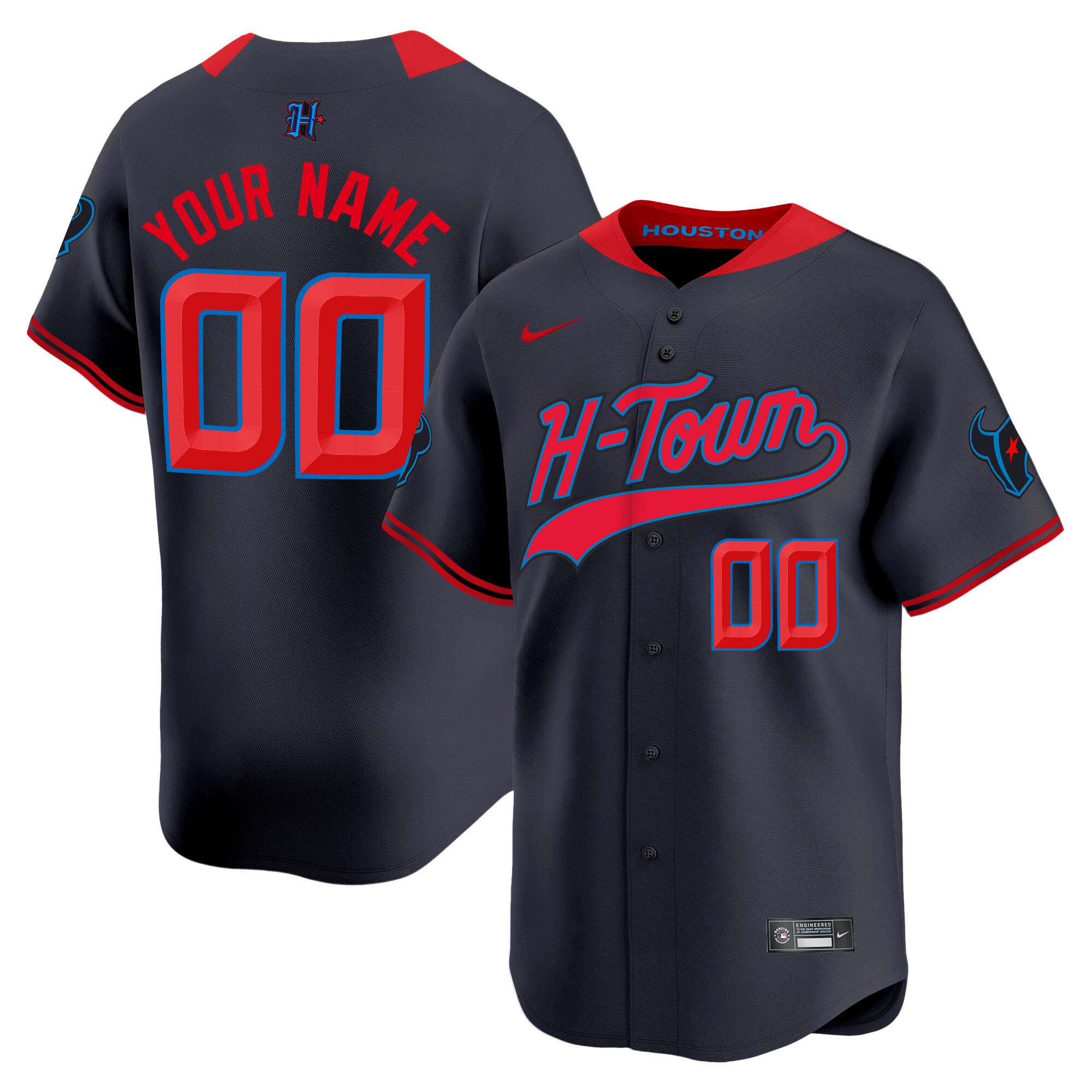 Men's Houston Texans 2024 Baseball Custom Navy Limited Jersey - All Stitched