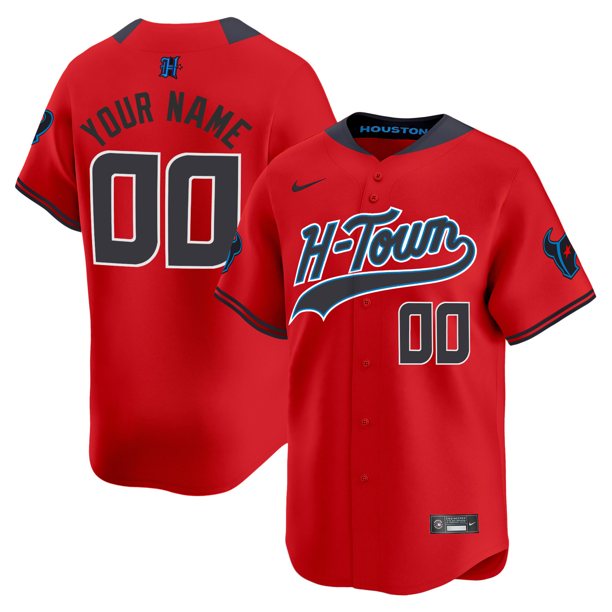 Men's Houston Texans 2024 Baseball Custom Red Jersey - All Stitched