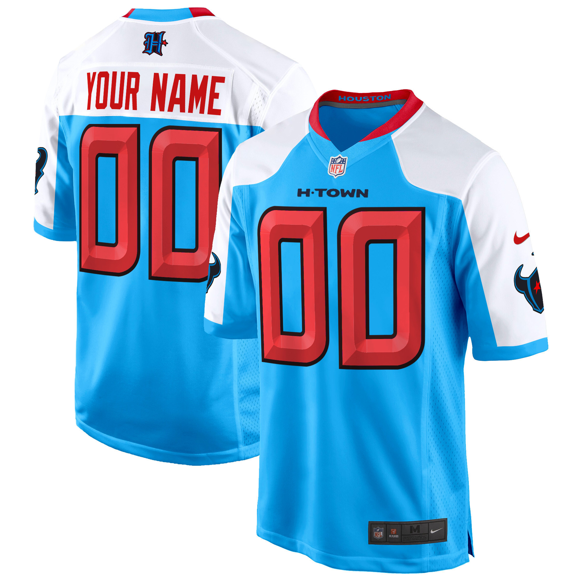 Men's Houston Texans 2024 Game Custom Blue Alternate Jersey - All Stitched