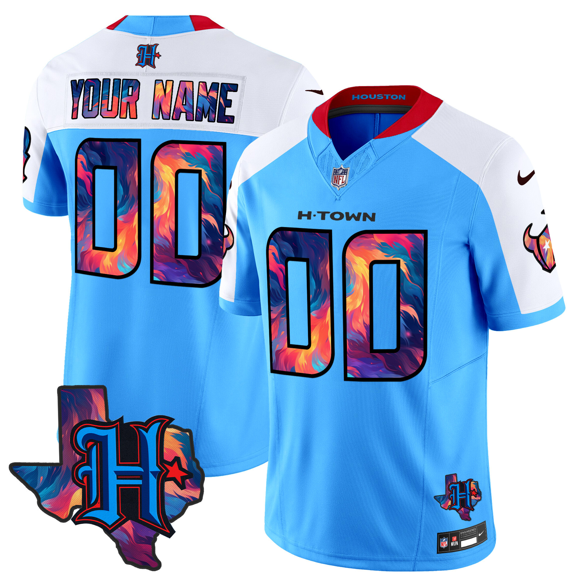 Men's Houston Texans 2024 Special Vapor Limited Custom Blue Alternate Jersey - All Stitched