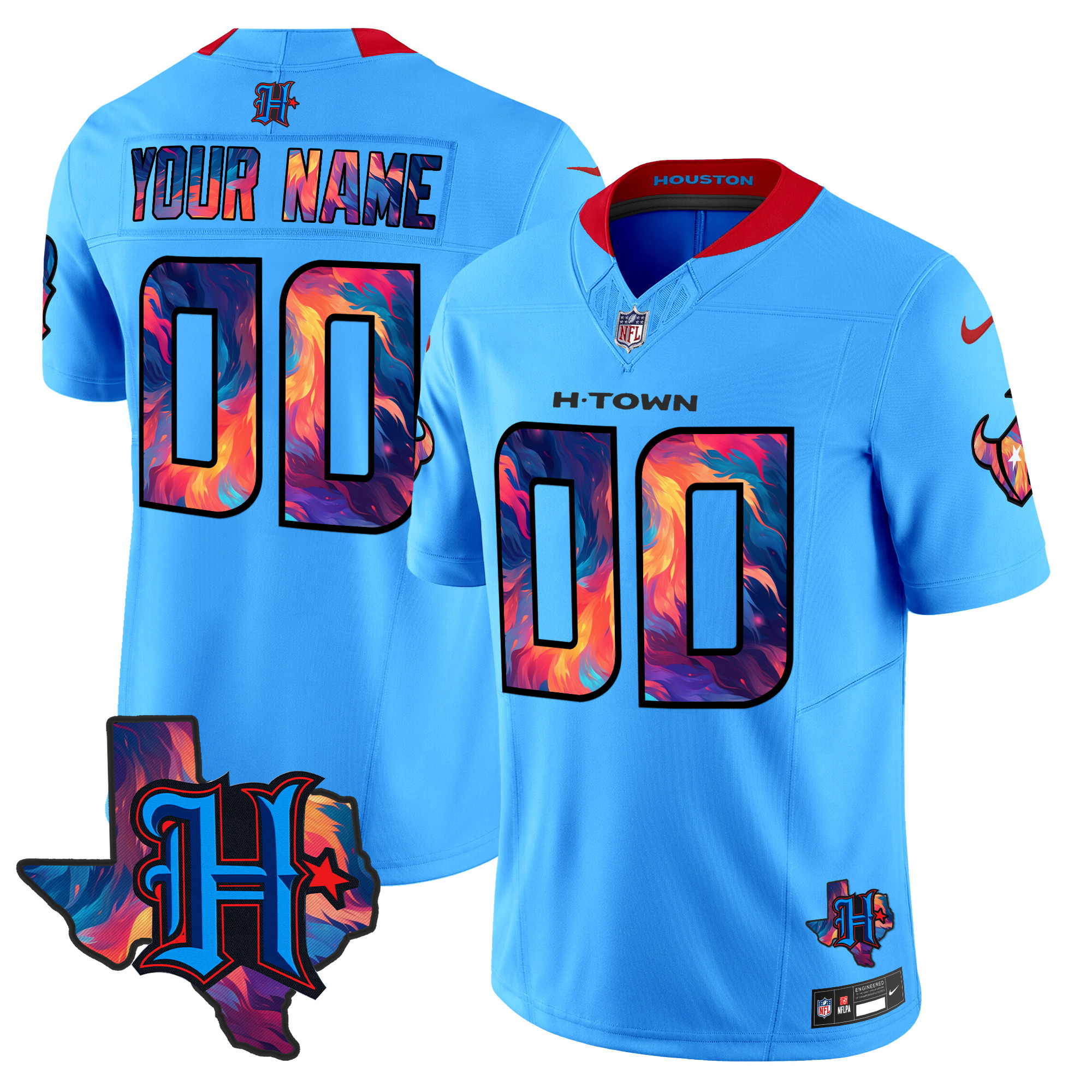 Men's Houston Texans 2024 Special Vapor Limited Custom Blue Jersey - All Stitched