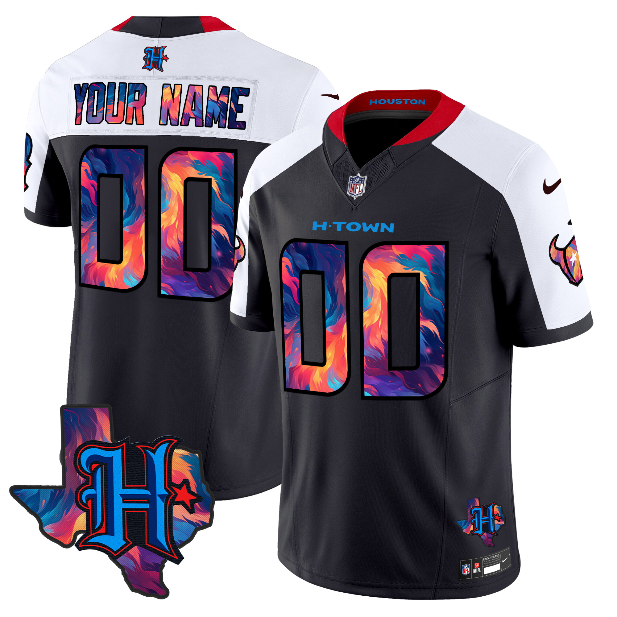 Men's Houston Texans 2024 Special Vapor Limited Custom Navy Alternate Jersey - All Stitched