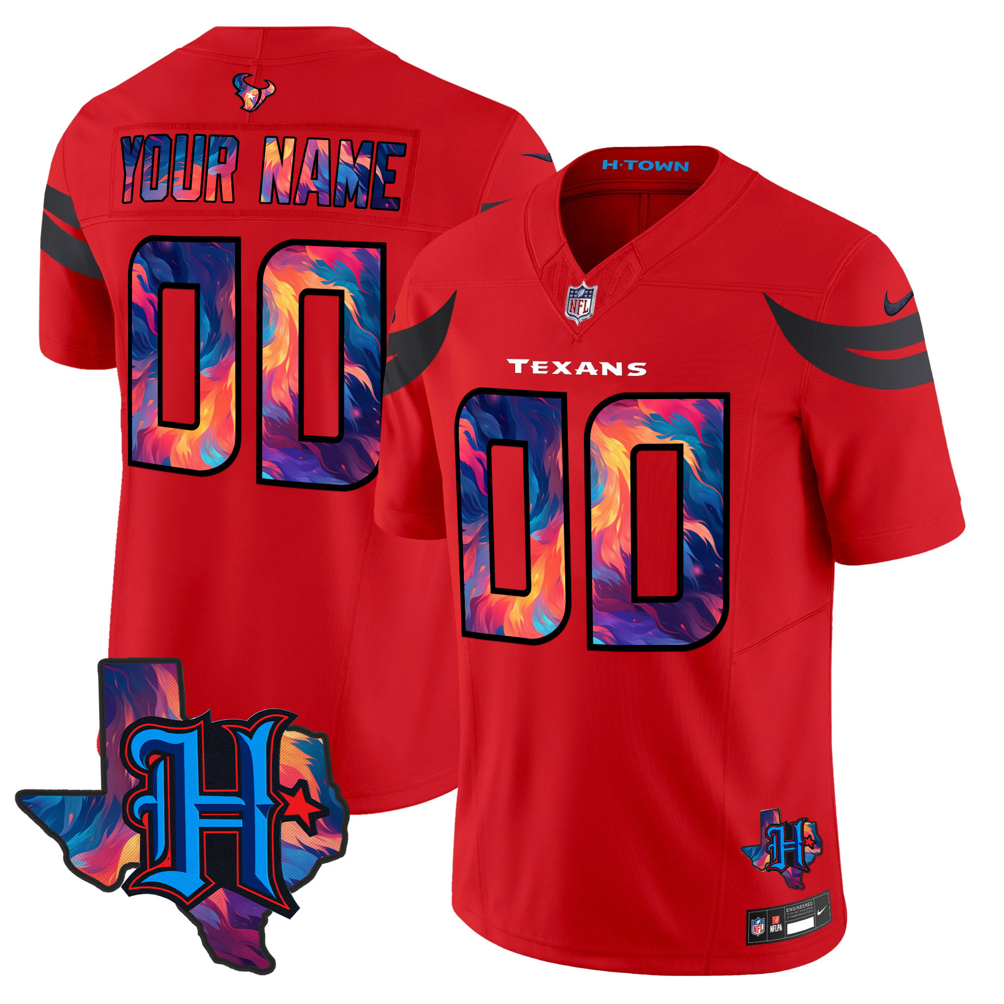 Men's Houston Texans 2024 Special Vapor Limited Custom Red Jersey - All Stitched