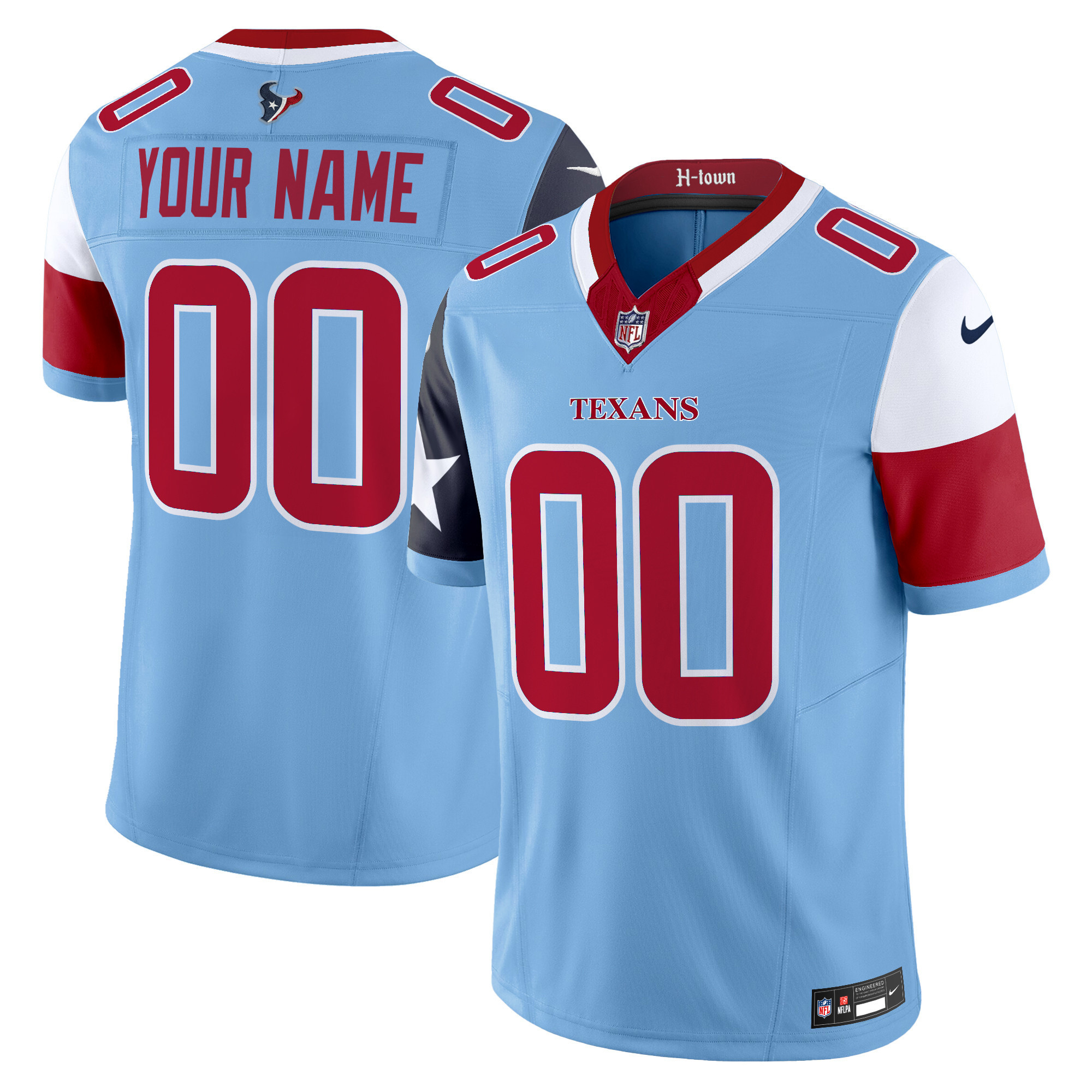 Men's Houston Texans 2024 Vapor Limited Custom Blue Jersey - All Stitched