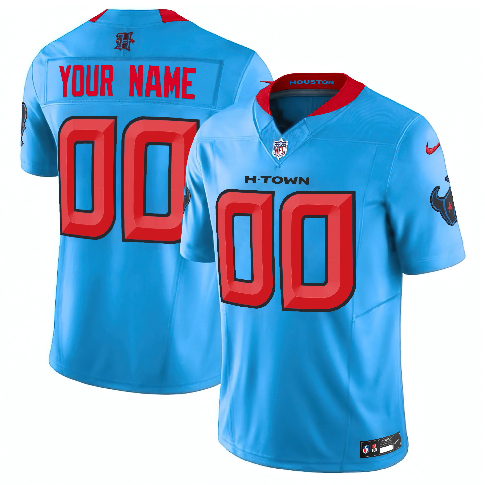Men's Houston Texans 2024 Vapor Limited Custom Blue Jersey - All Stitched