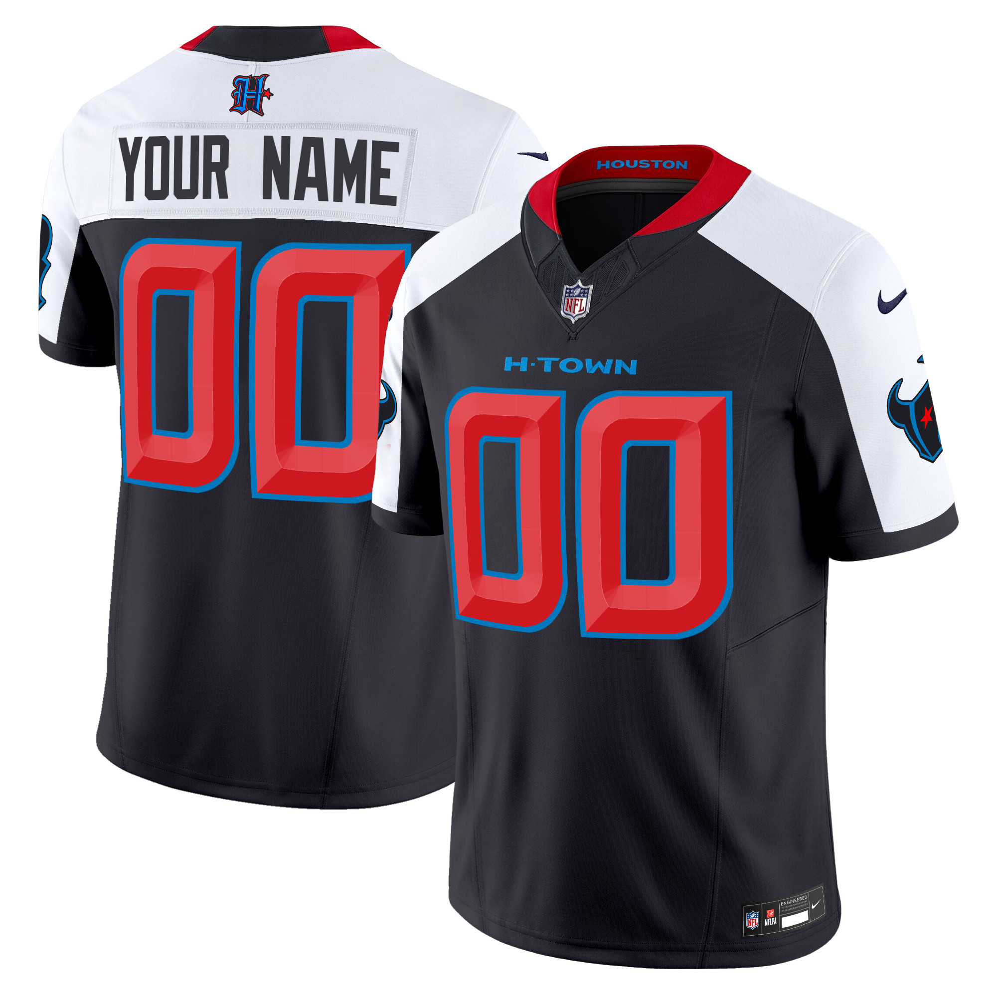 Men's Houston Texans 2024 Vapor Limited Custom Navy Alternate Jersey - All Stitched