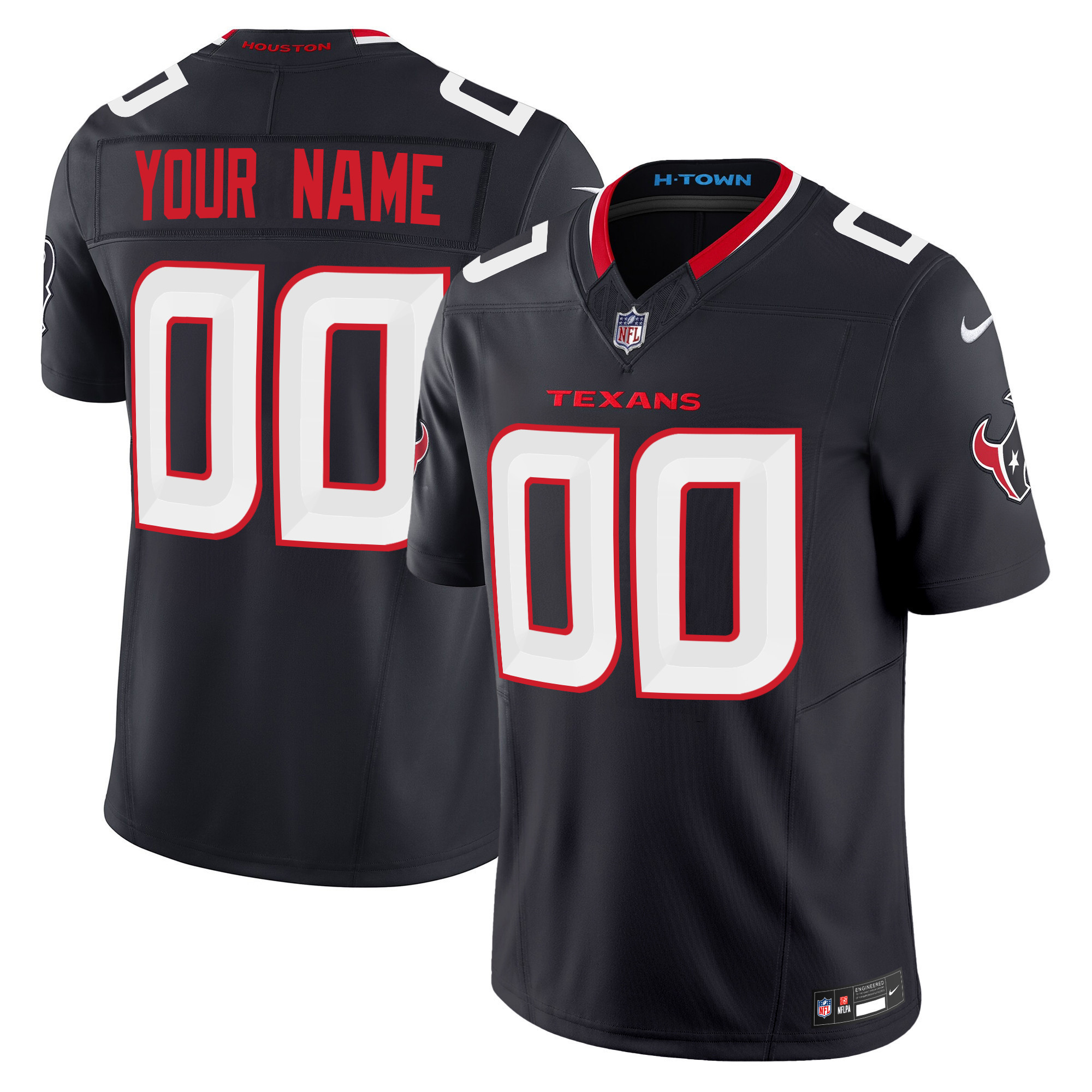 Men's Houston Texans 2024 Vapor Limited Custom Navy Jersey - All Stitched