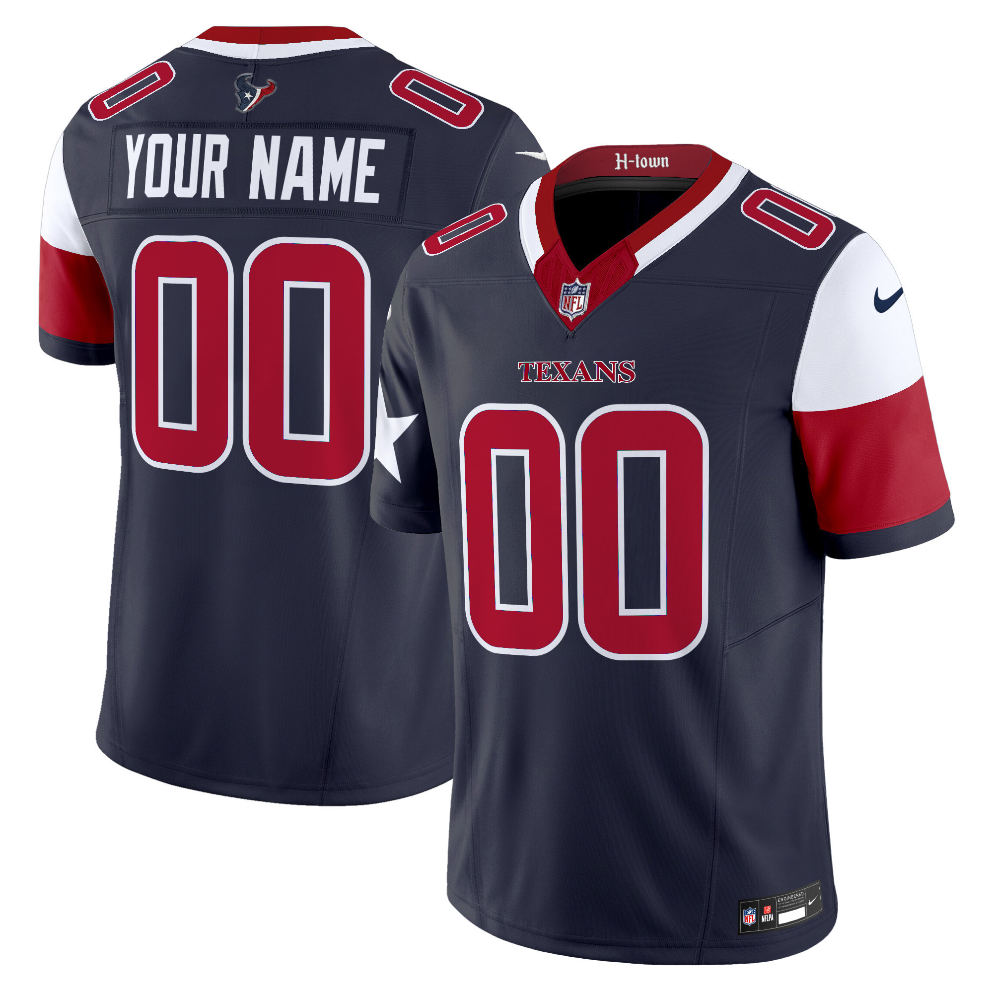 Men's Houston Texans 2024 Vapor Limited Custom Navy Jersey - All Stitched
