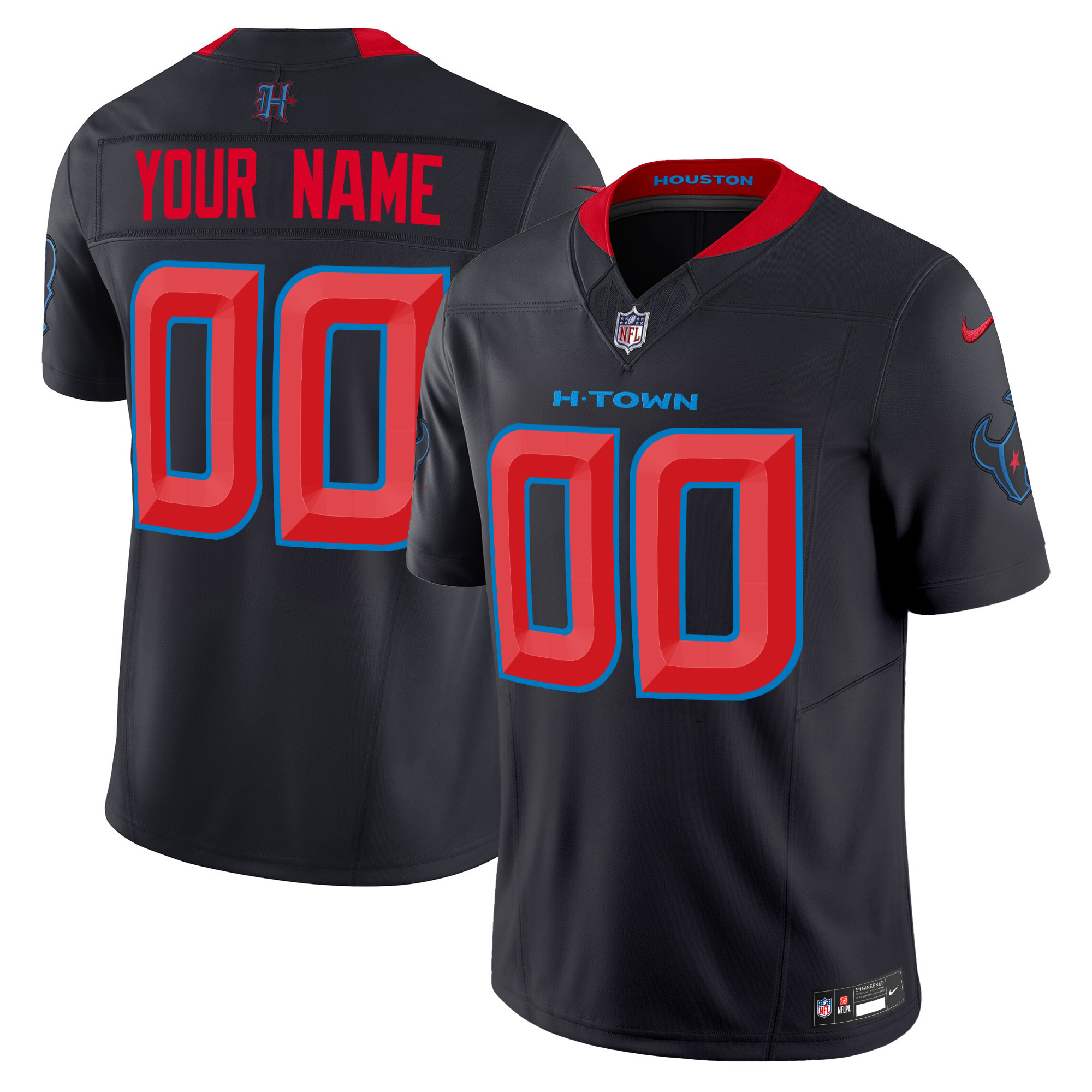 Men's Houston Texans 2024 Vapor Limited Custom Navy Limited Jersey - All Stitched
