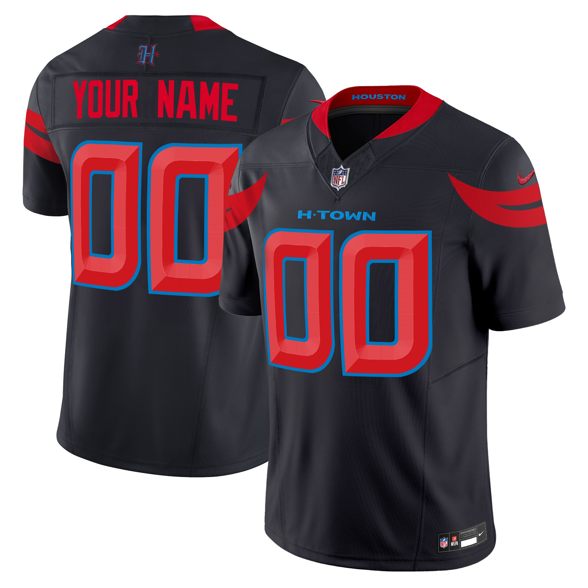 Men's Houston Texans 2024 Vapor Limited Custom Navy Limited Jersey - All Stitched