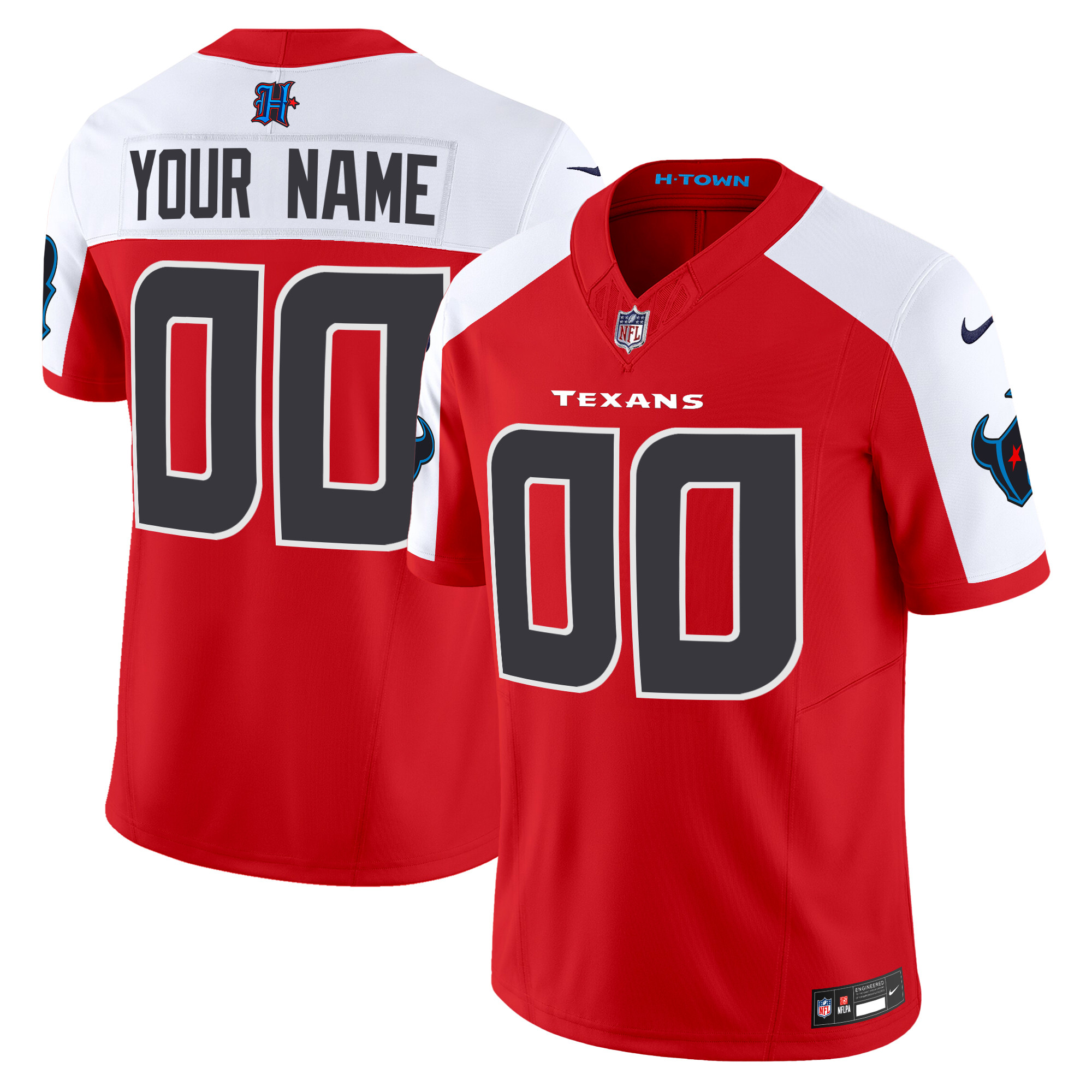 Men's Houston Texans 2024 Vapor Limited Custom Red Alternate Jersey - All Stitched