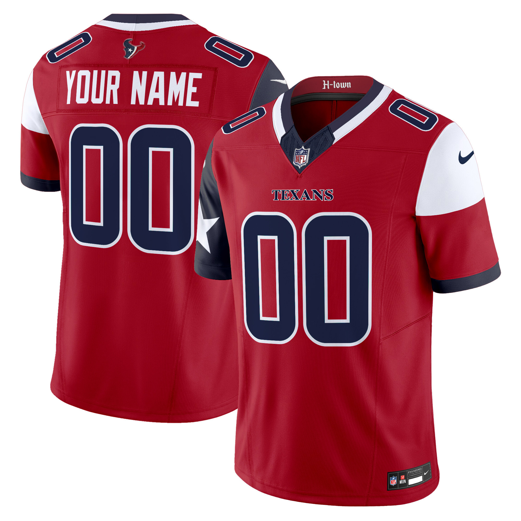 Men's Houston Texans 2024 Vapor Limited Custom Red Jersey - All Stitched