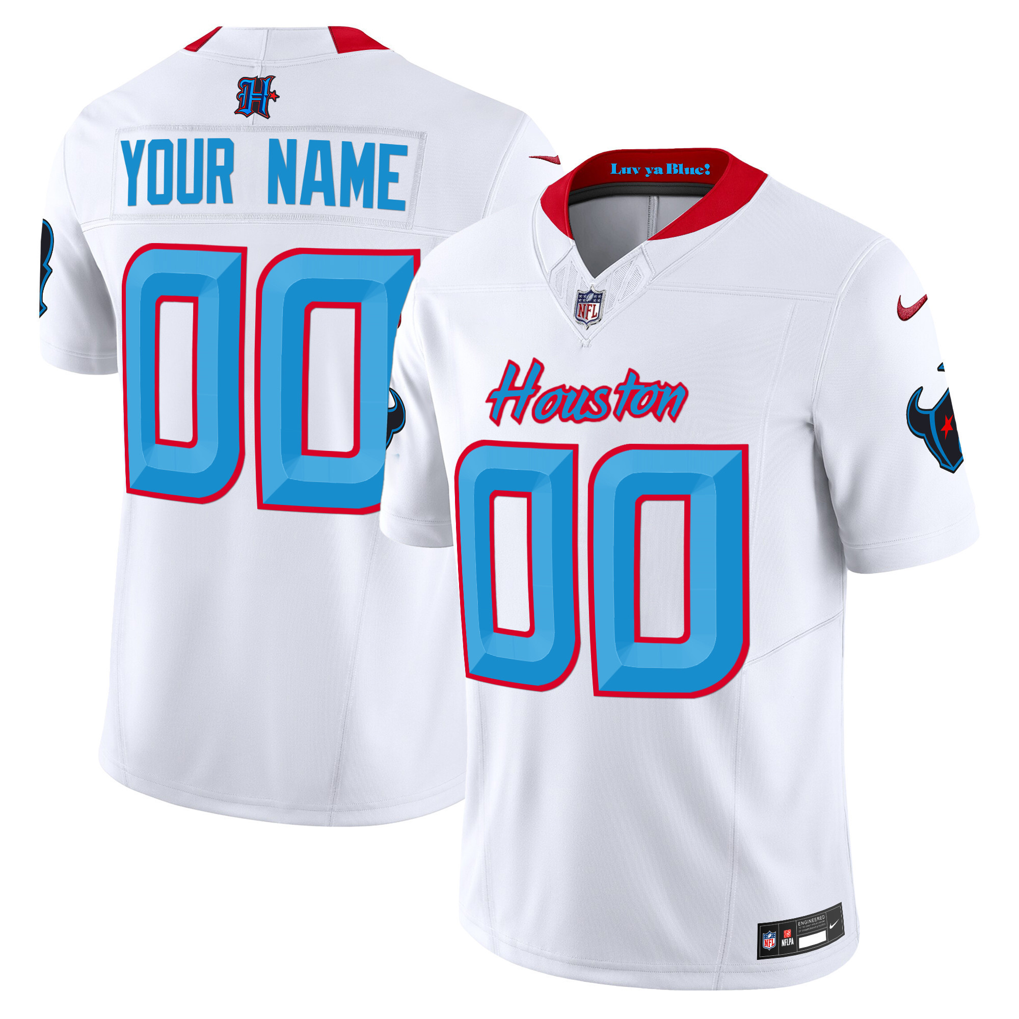 Men's Houston Texans 2024 Vapor Limited Custom White Jersey - All Stitched