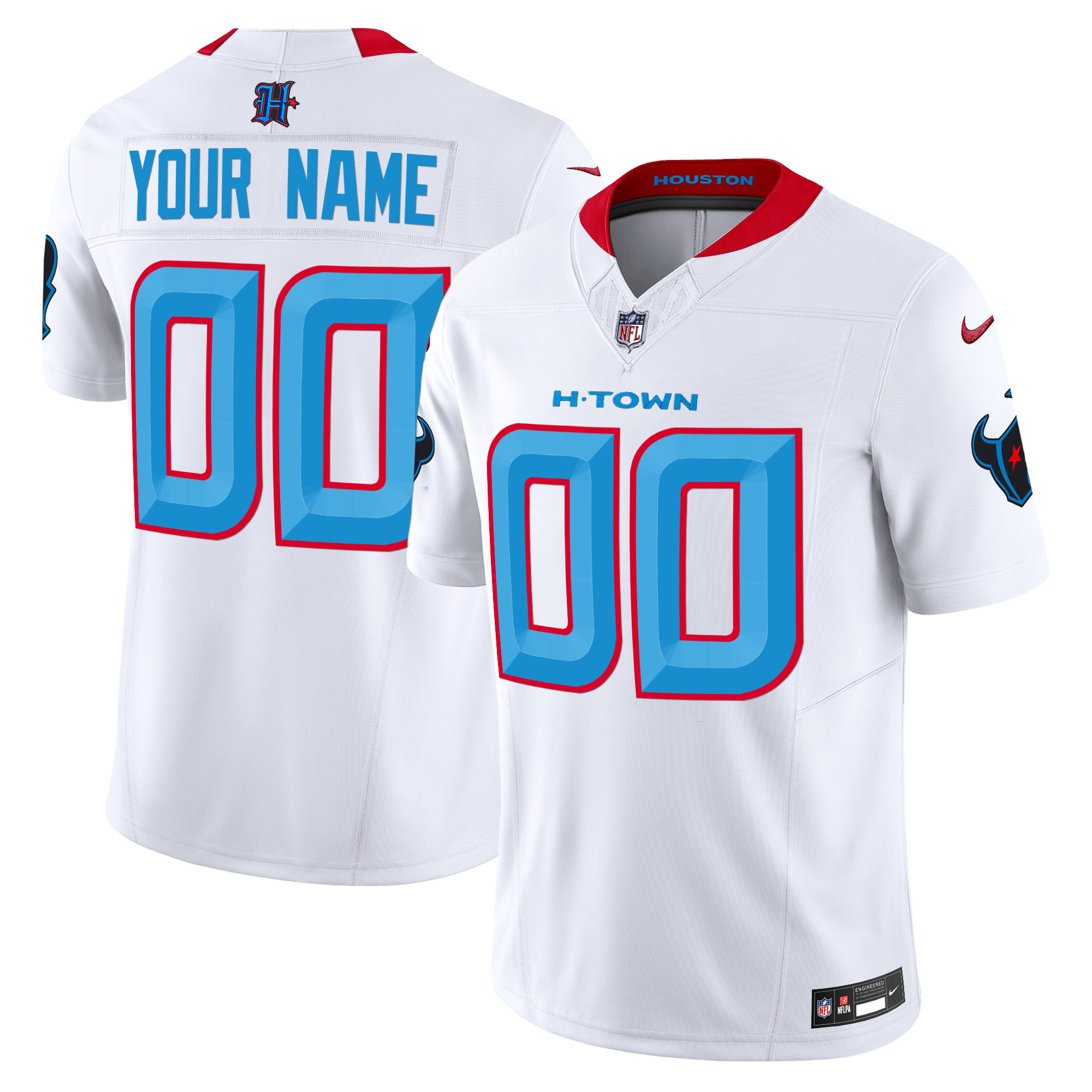 Men's Houston Texans 2024 Vapor Limited Custom White Jersey - All Stitched