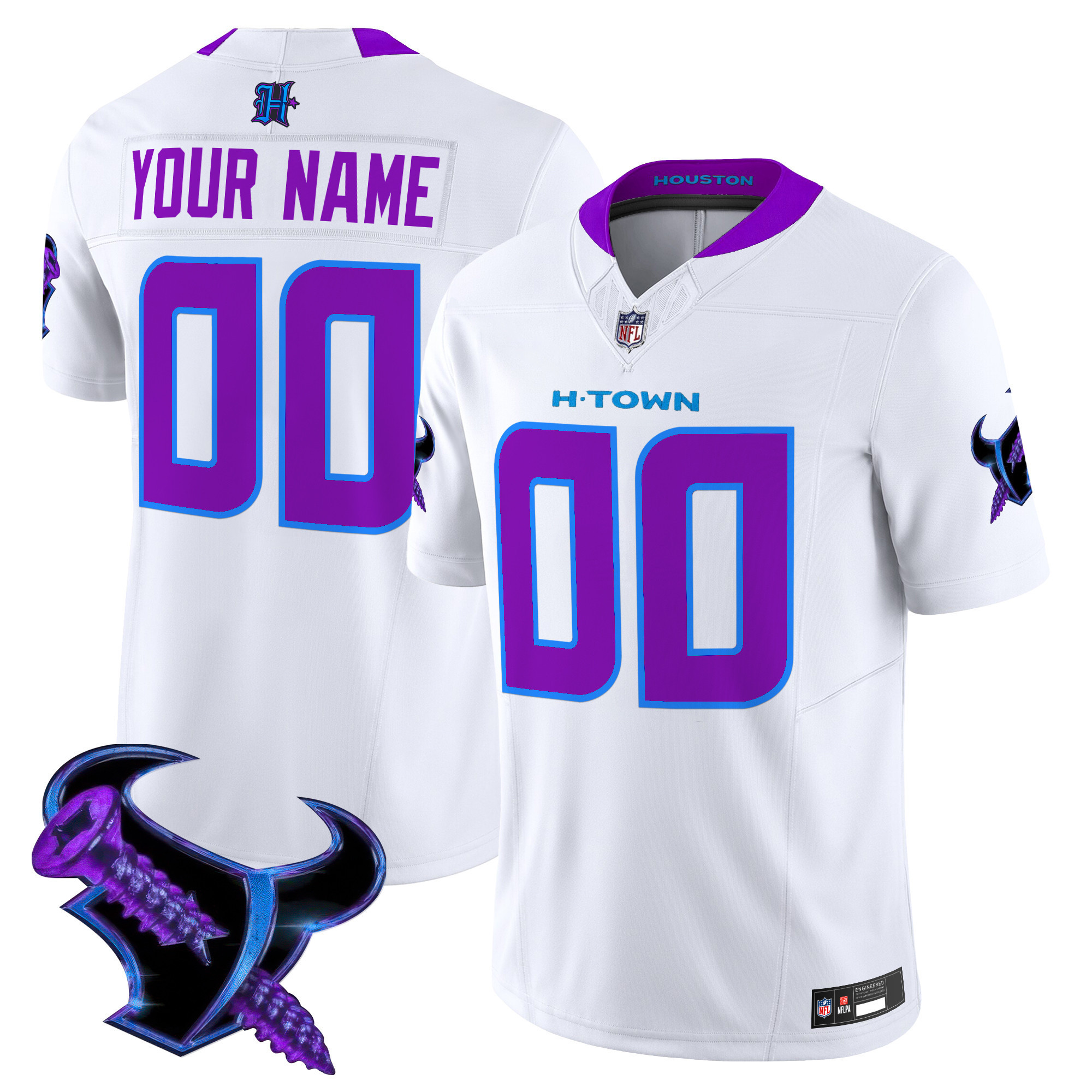 Men's Houston Texans 2025 DJ Screw Vapor Limited Custom White Jersey - All Stitched