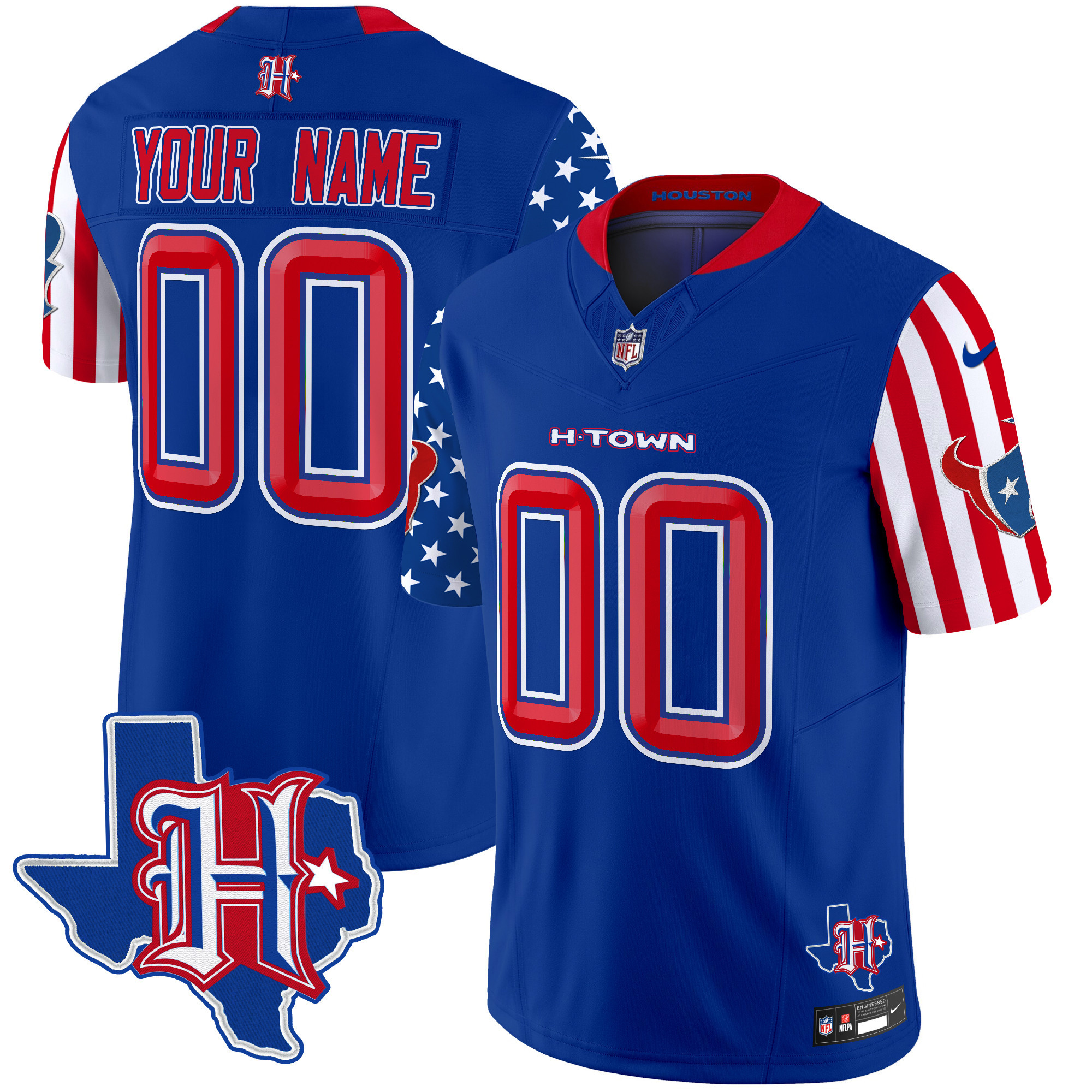 Men's Houston Texans American Style Vapor Limited Custom Royal Jersey - All Stitched