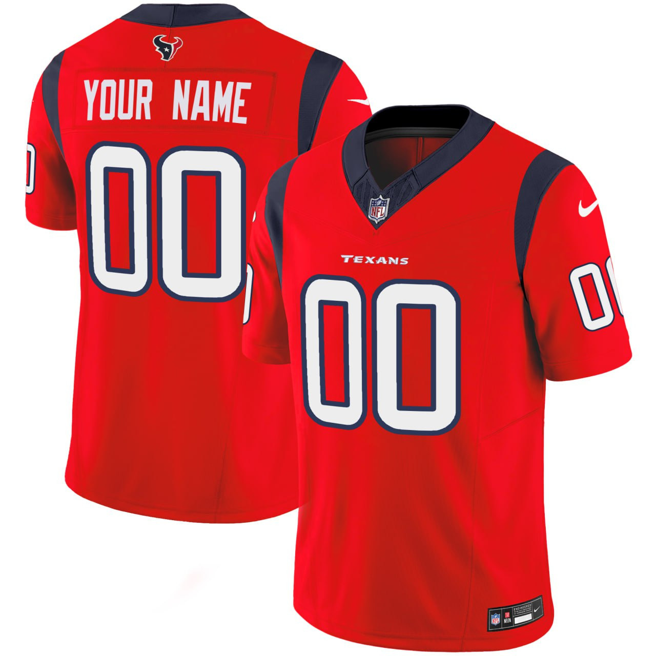 Men's Houston Texans Candy Red Custom Candy Red Jersey - All Stitched