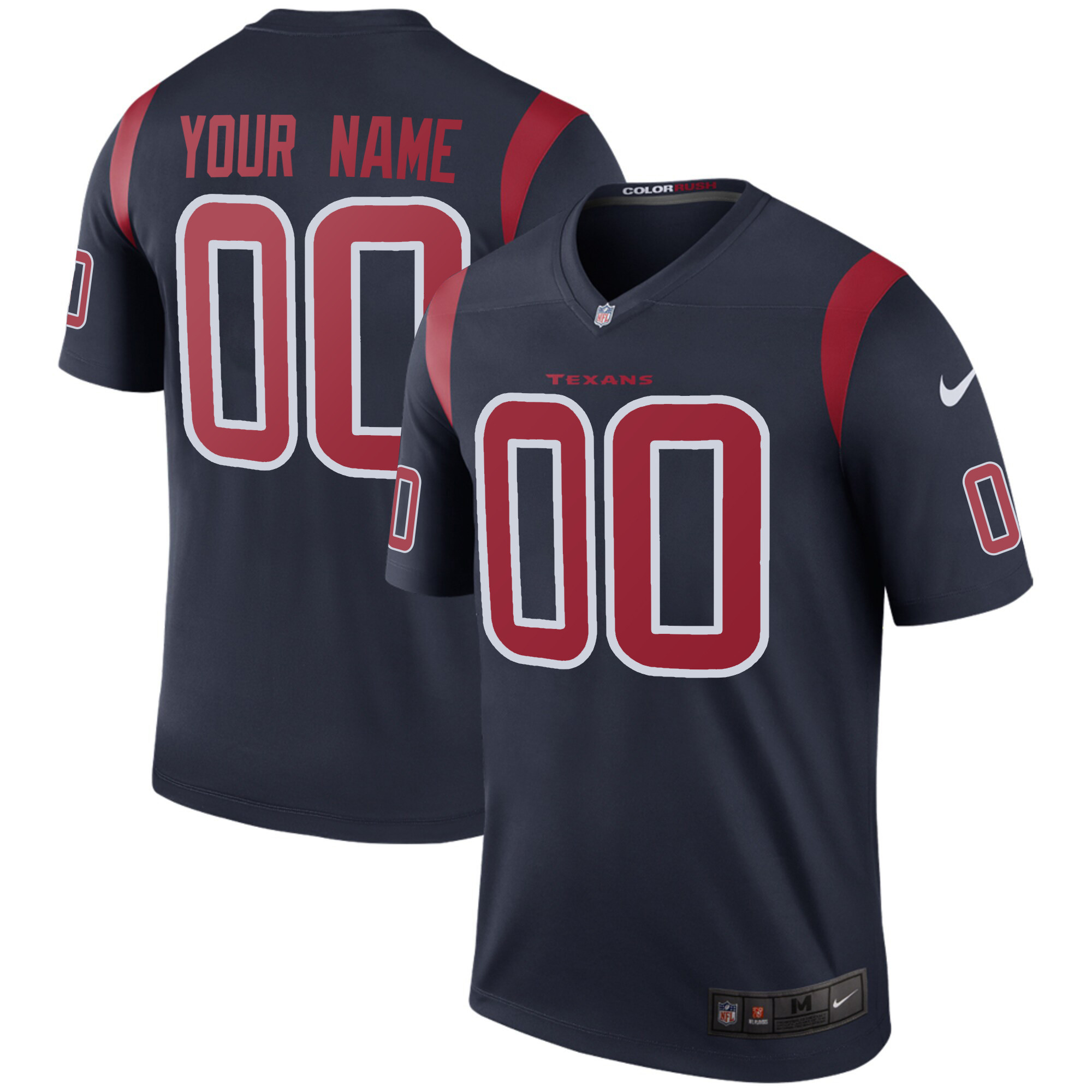 Men's Houston Texans Color Rush Legend Game Custom Navy Jersey - All Stitched
