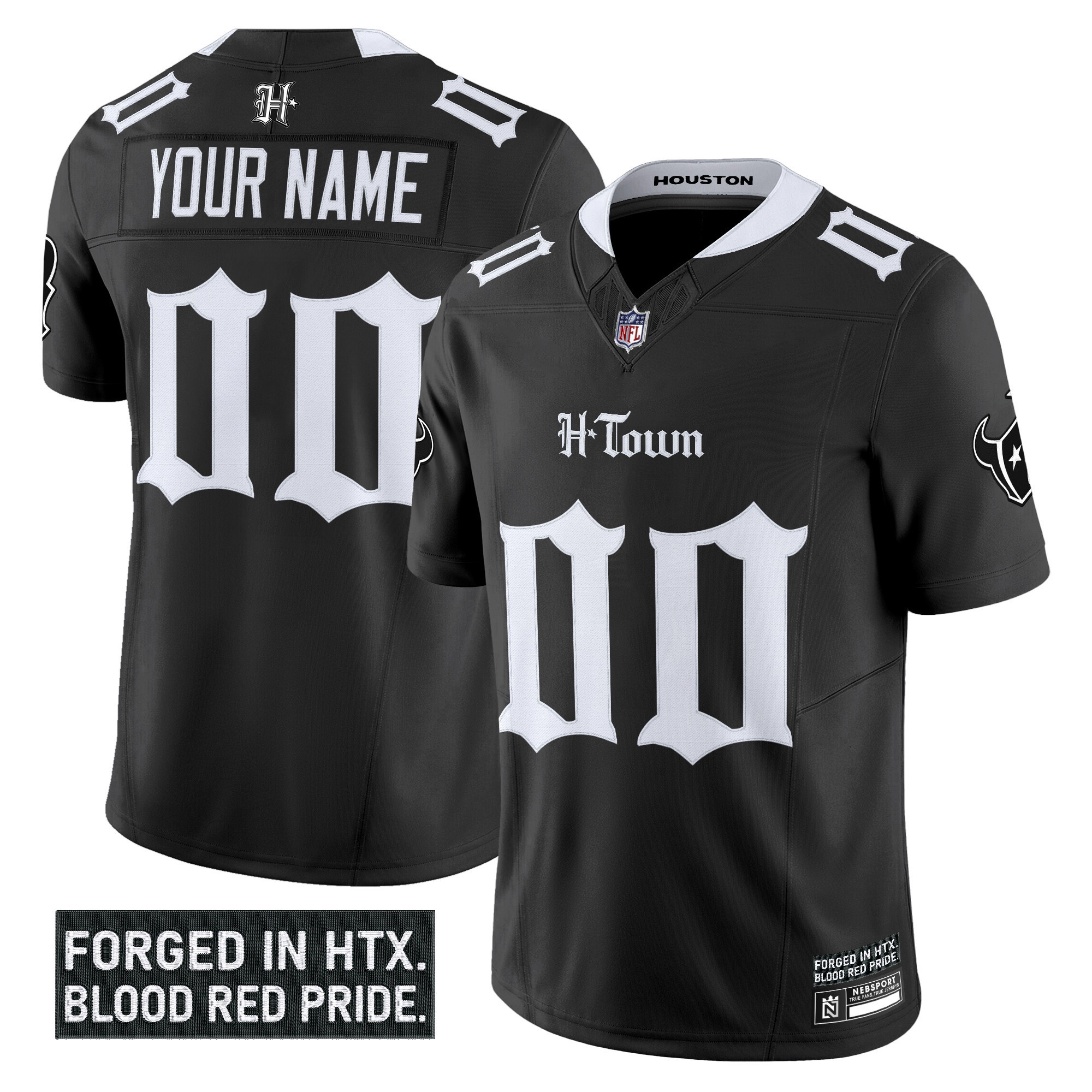 Men's Houston Texans 'Gothic Lone Star Shadows Edition' Vapor Limited Custom Black Jersey - All Stitched