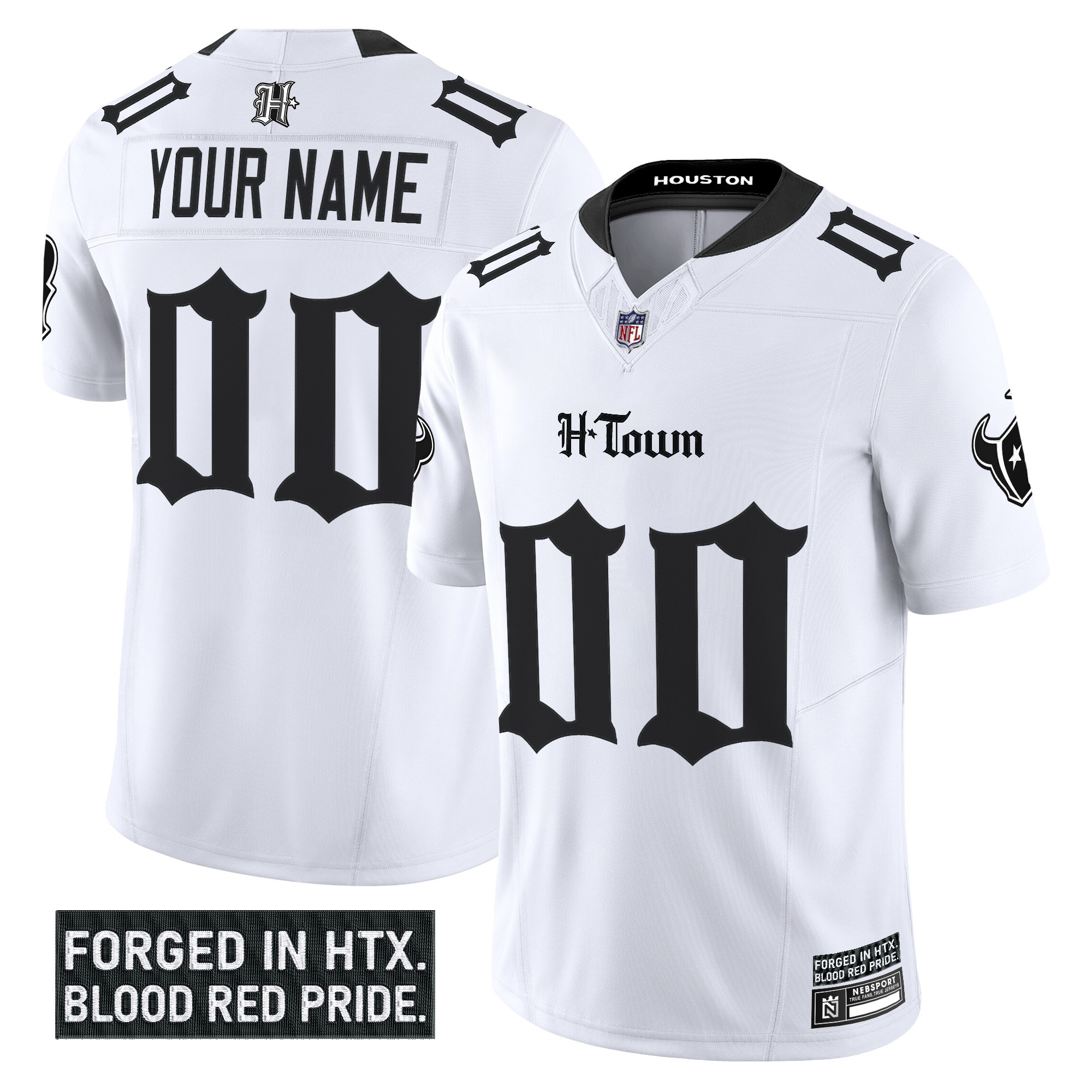 Men's Houston Texans 'Gothic Lone Star Shadows Edition' Vapor Limited Custom White Jersey - All Stitched