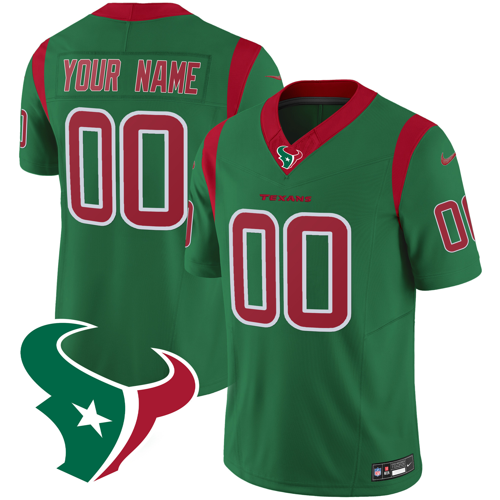 Men's Houston Texans Mexico Vapor Limited Custom Green Jersey - All Stitched
