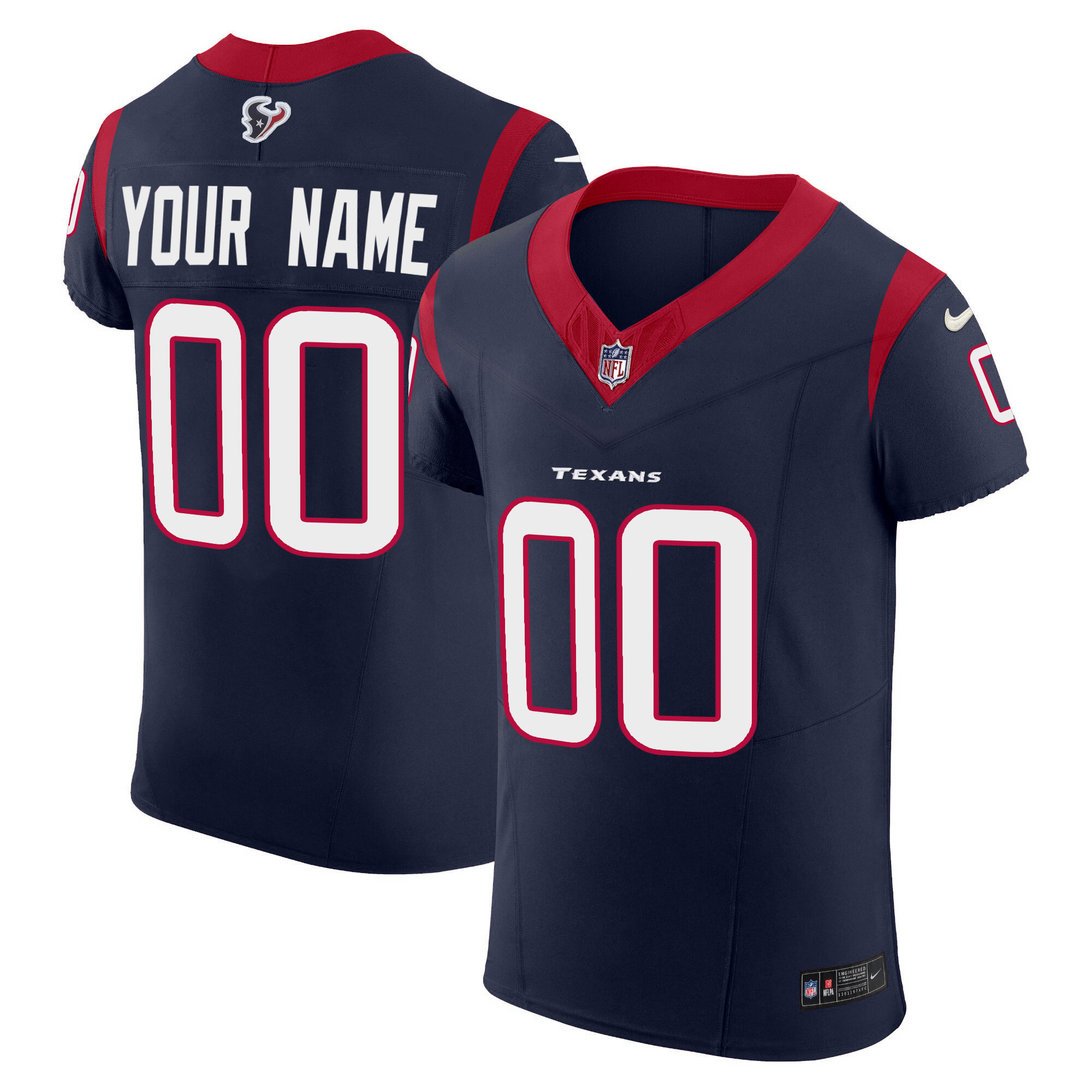 Men's Houston Texans Vapor Elite Custom Navy Jersey - All Stitched