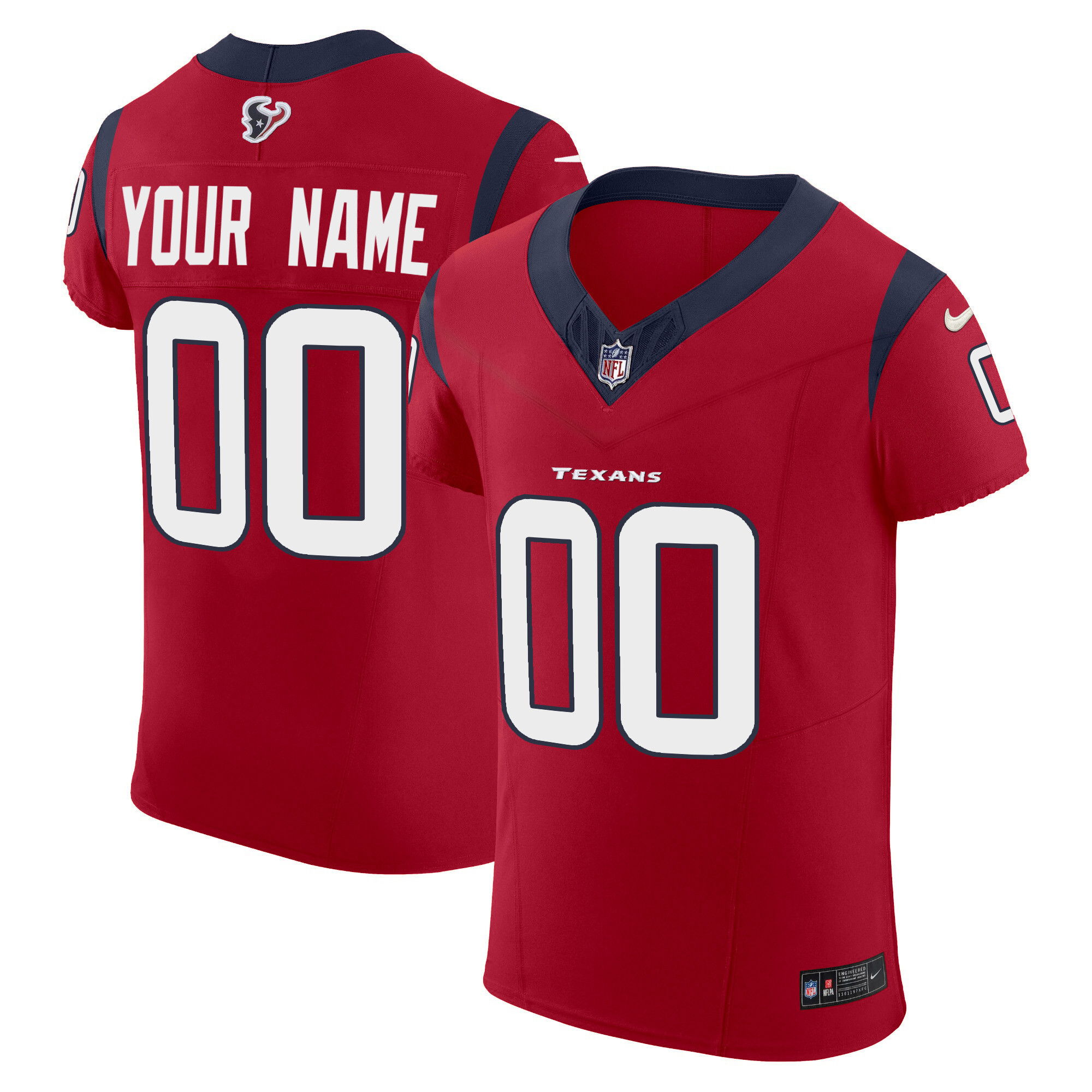 Men's Houston Texans Vapor Elite Custom Red Jersey - All Stitched
