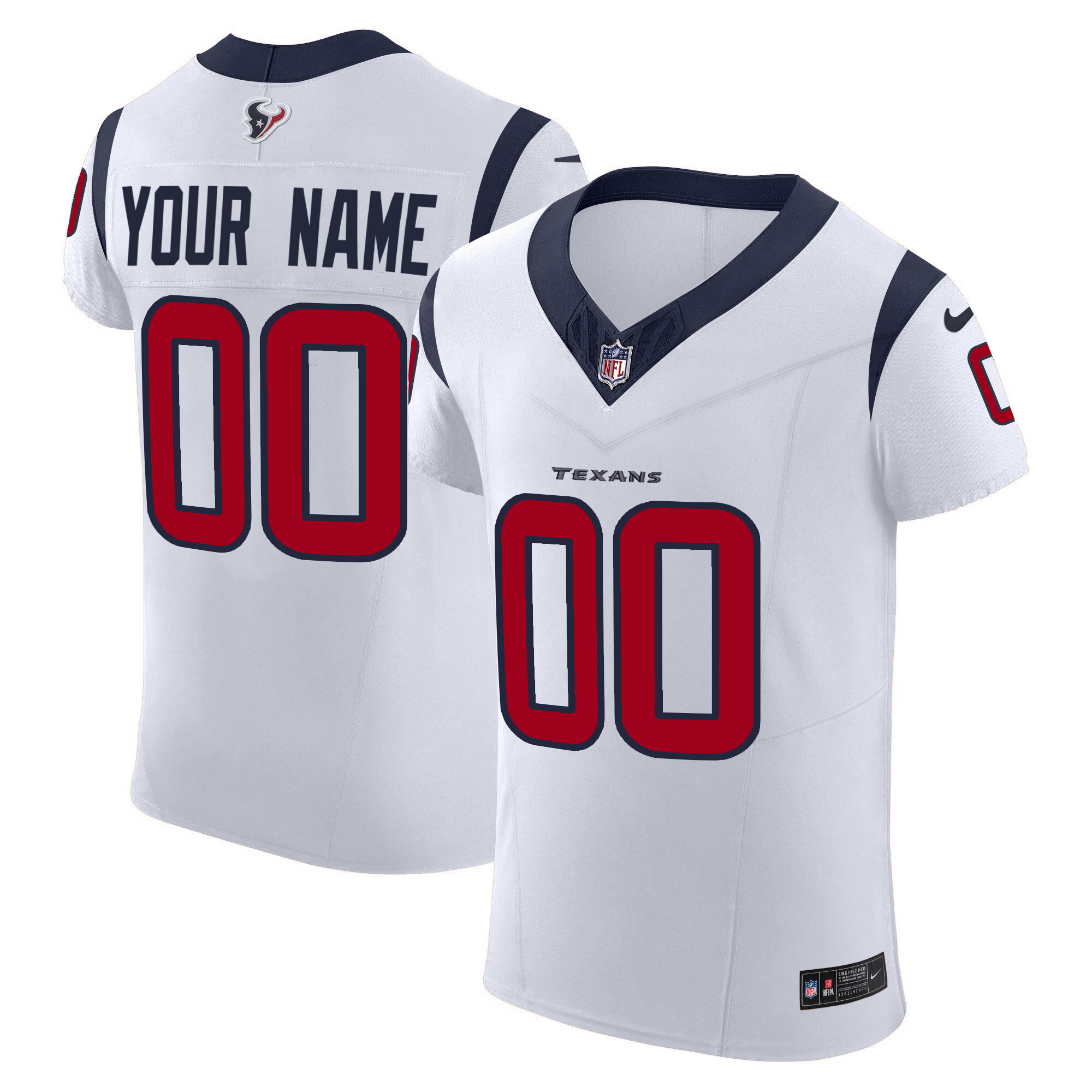 Men's Houston Texans Vapor Elite Custom White Jersey - All Stitched