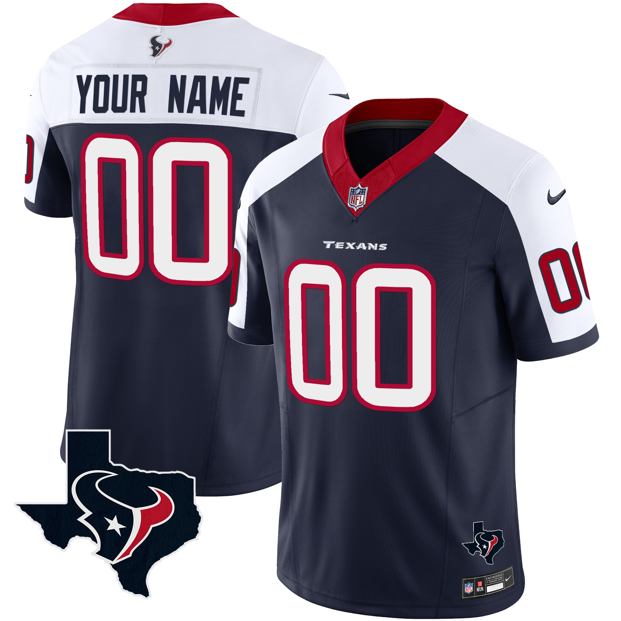 Men's Houston Texans Vapor Limited Custom Alternate Jersey - All Stitched