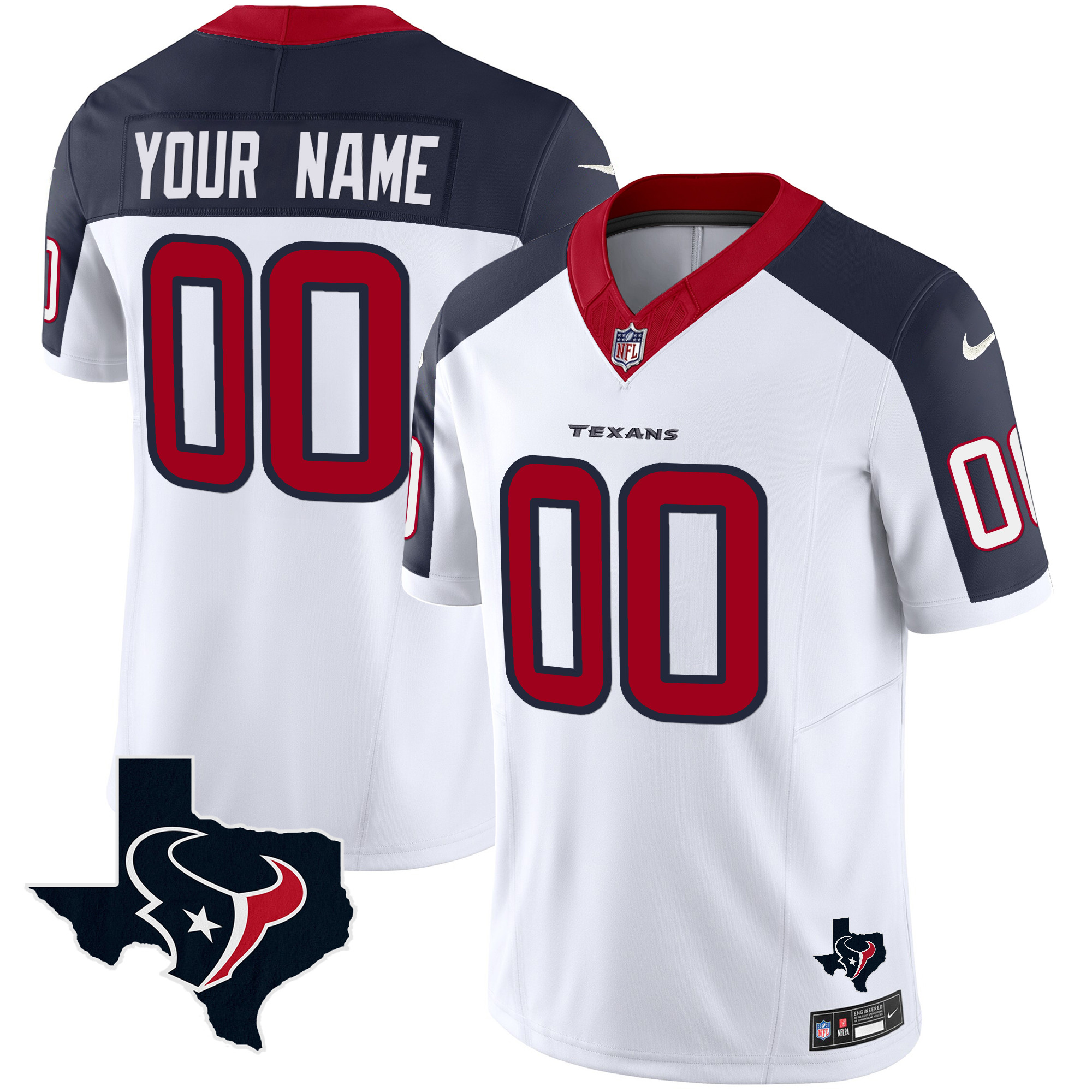 Men's Houston Texans Vapor Limited Custom Inverted Jersey - All Stitched