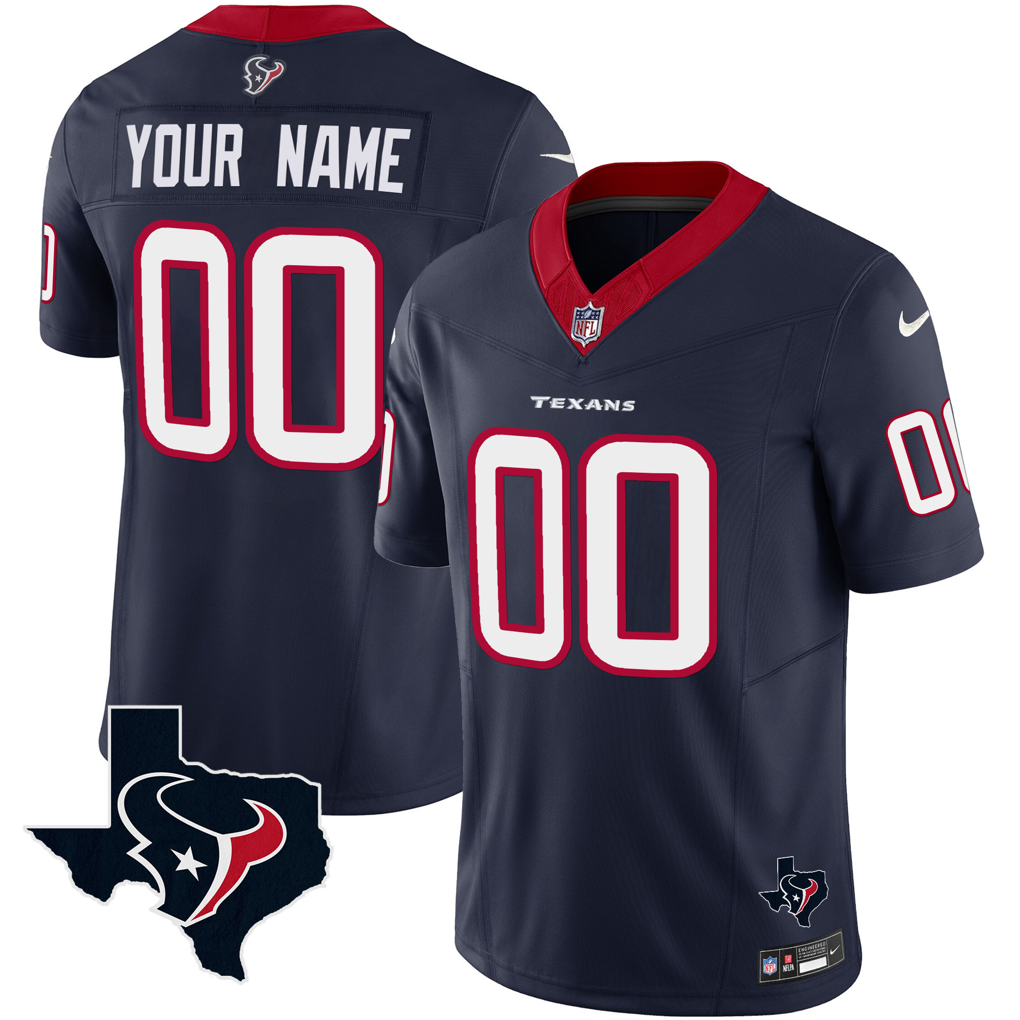 Men's Houston Texans Vapor Limited Custom Navy Jersey - All Stitched