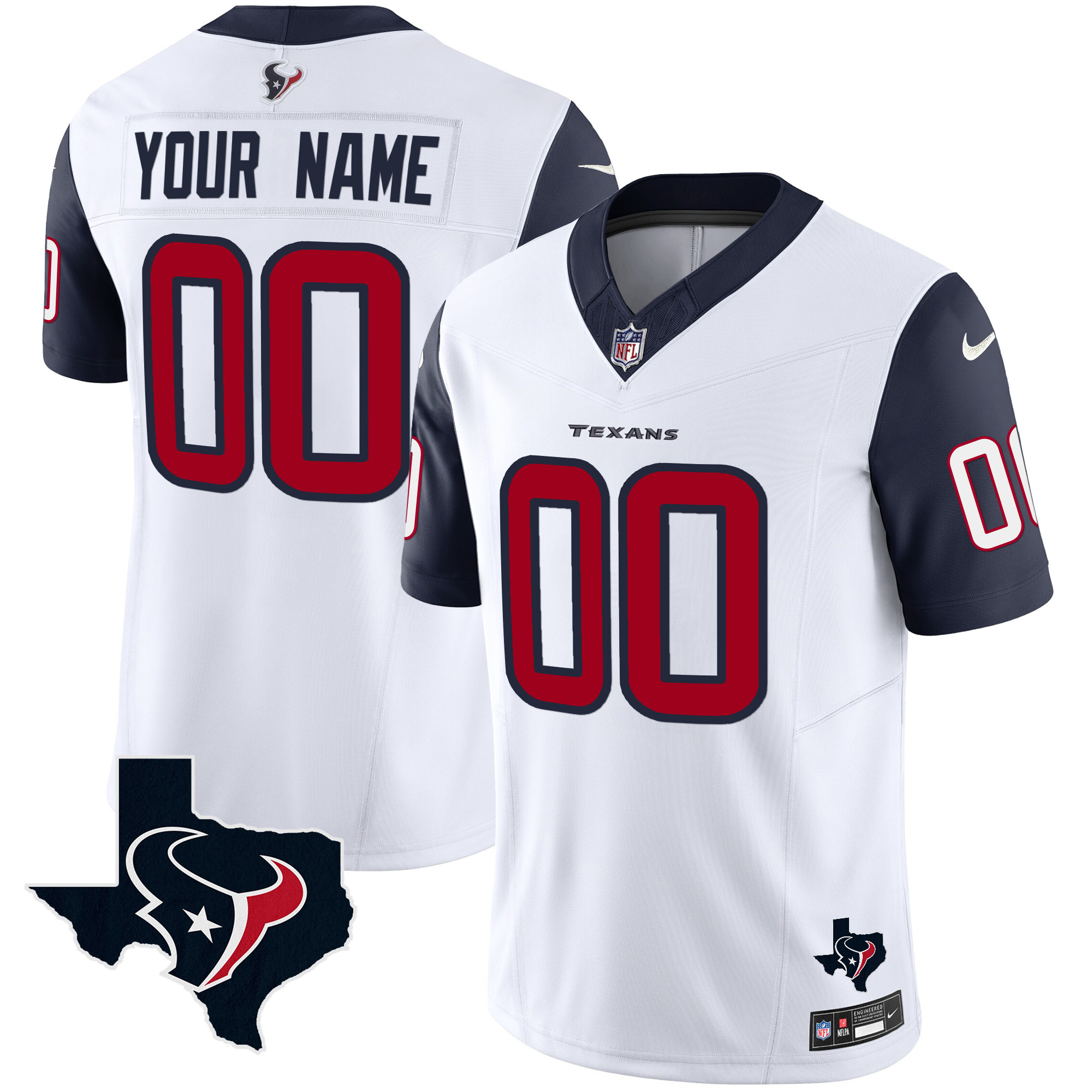 Men's Houston Texans Vapor Limited Custom Navy Sleeves Jersey - All Stitched
