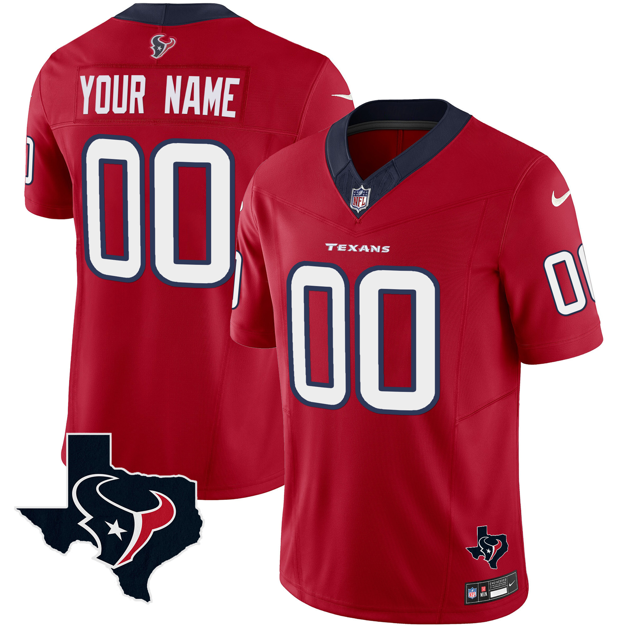 Men's Houston Texans Vapor Limited Custom Red Jersey - All Stitched