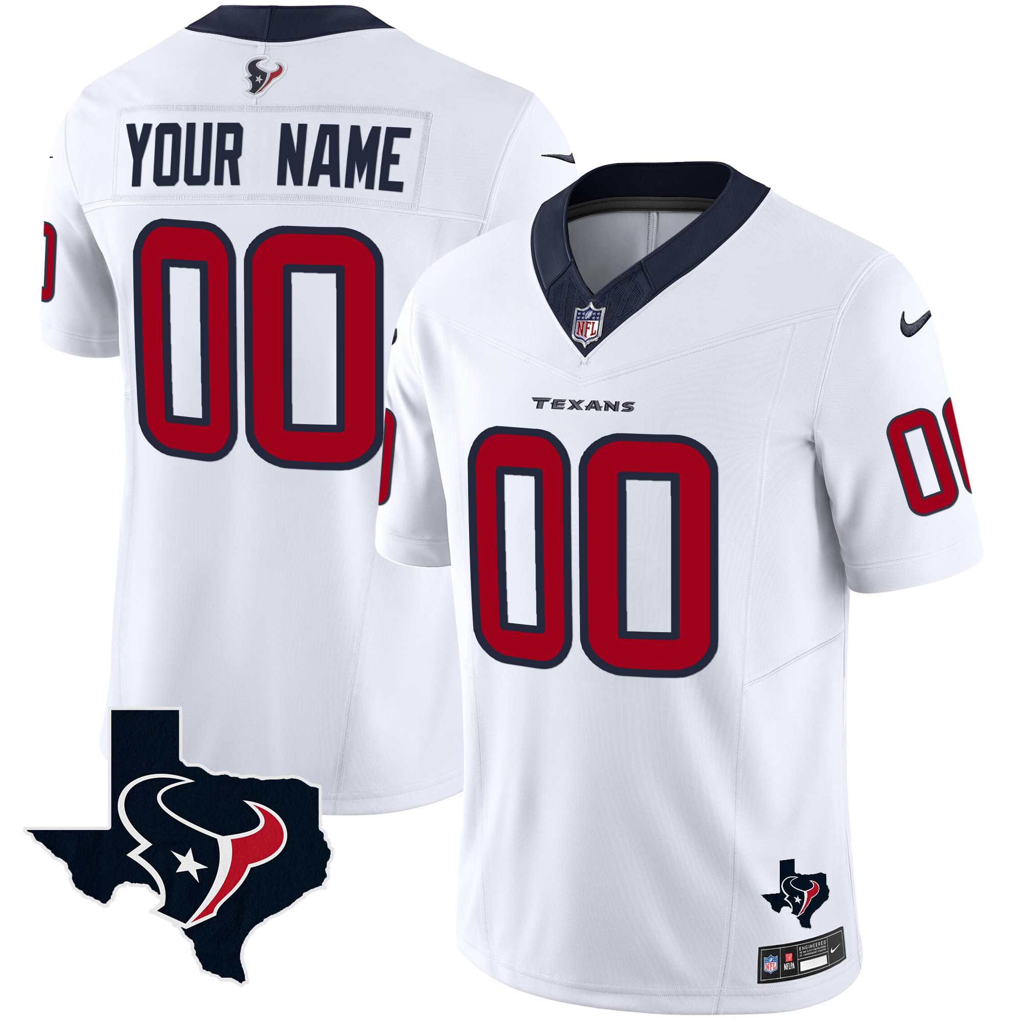 Men's Houston Texans Vapor Limited Custom White Jersey - All Stitched