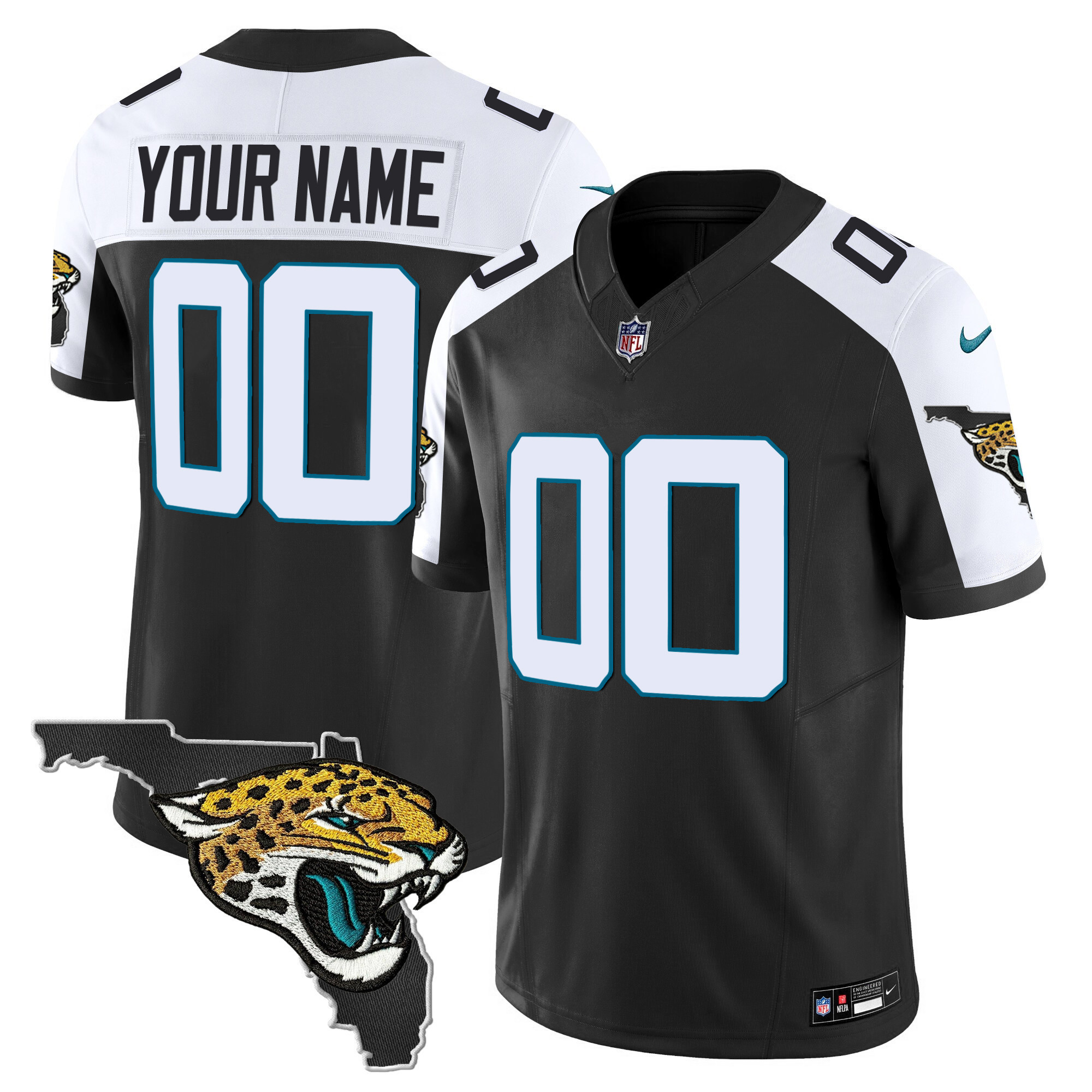 Men's Jacksonville Jaguars Florida Patch Vapor Custom Black Alternate Jersey - All Stitched