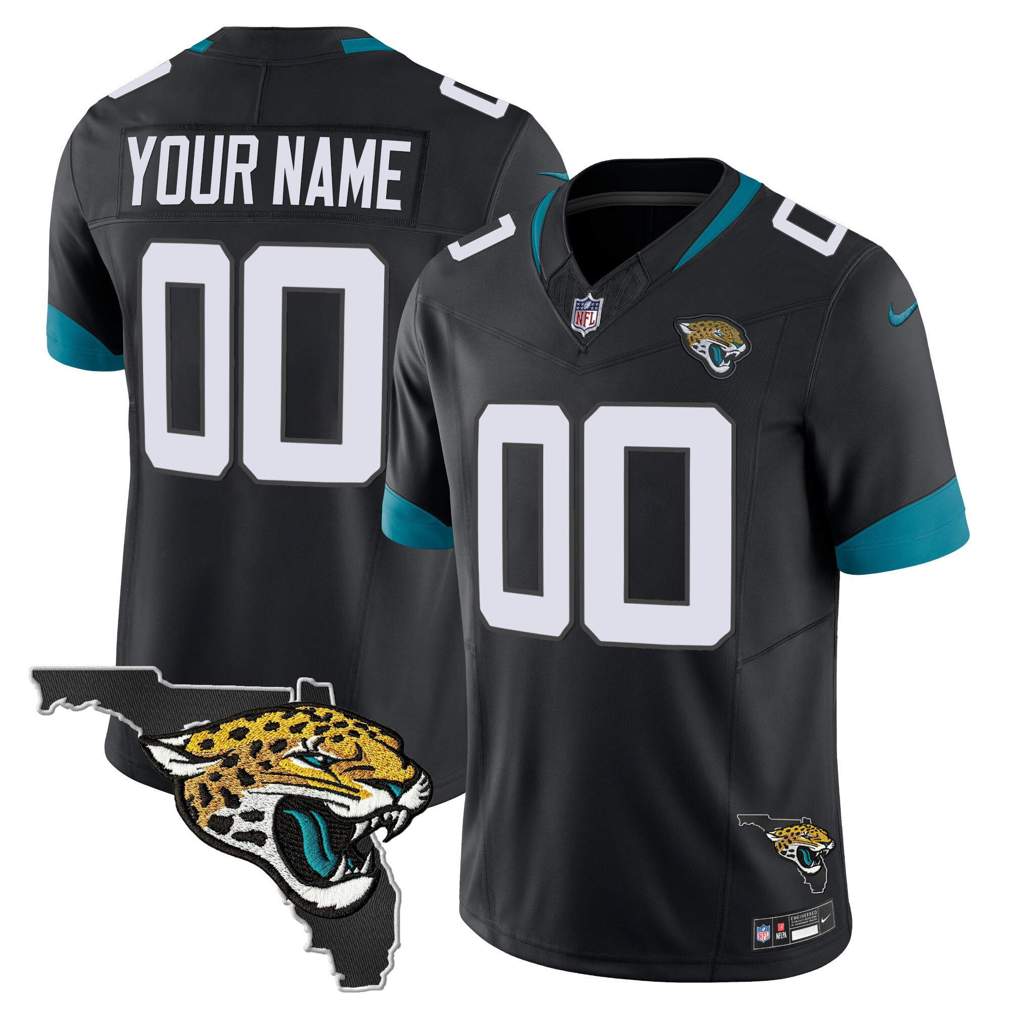 Men's Jacksonville Jaguars Florida Patch Vapor Custom Black Jersey - All Stitched