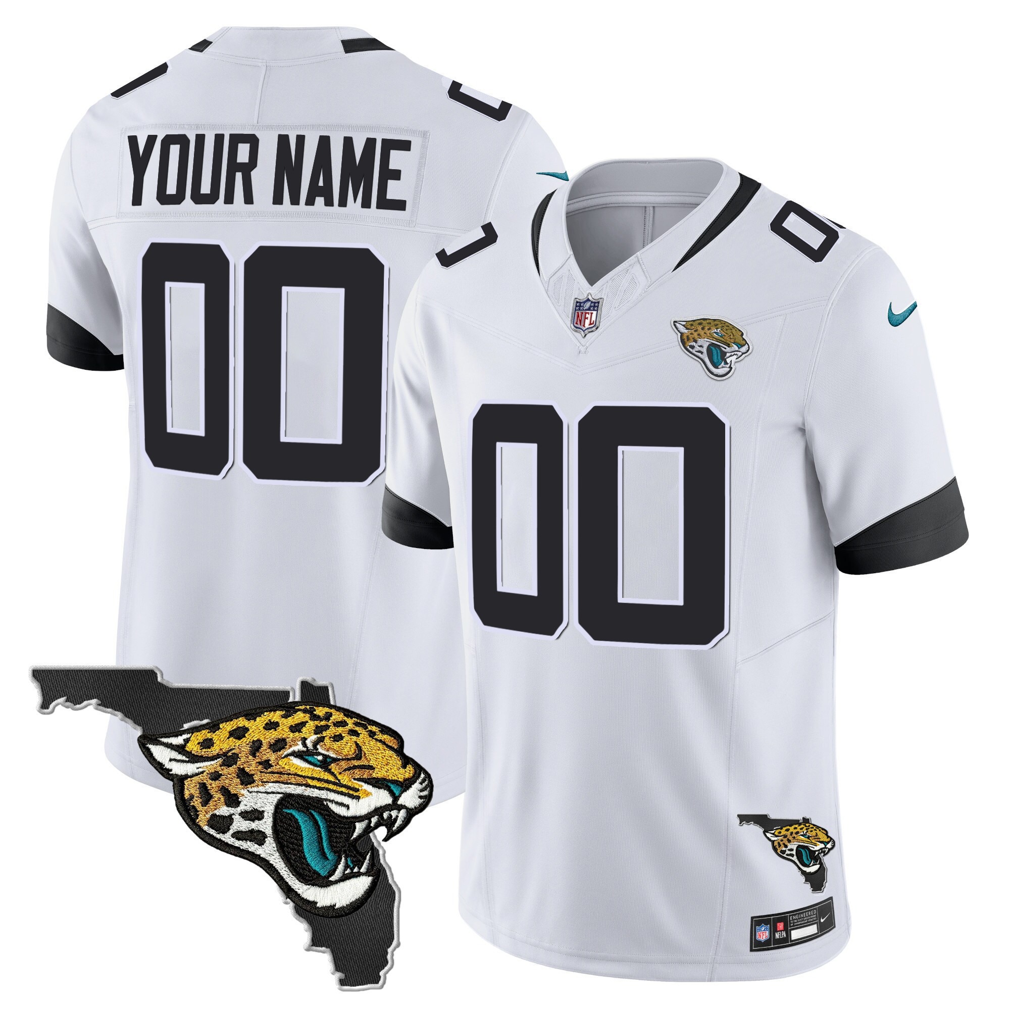 Men's Jacksonville Jaguars Florida Patch Vapor Custom White Jersey - All Stitched