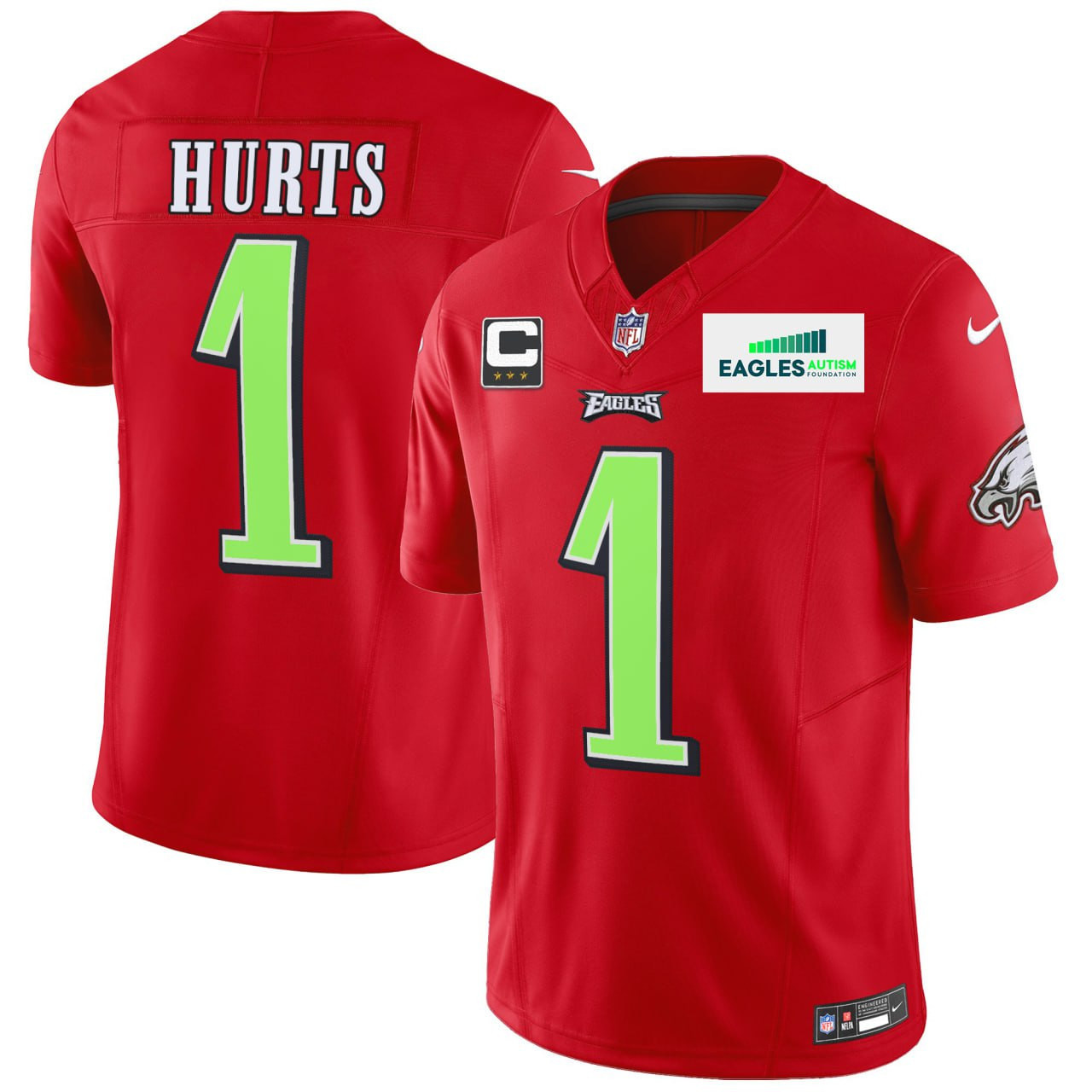 Men's Jalen Hurts Philadelphia Eagles Practice Training Red Red Jersey - All Stitched