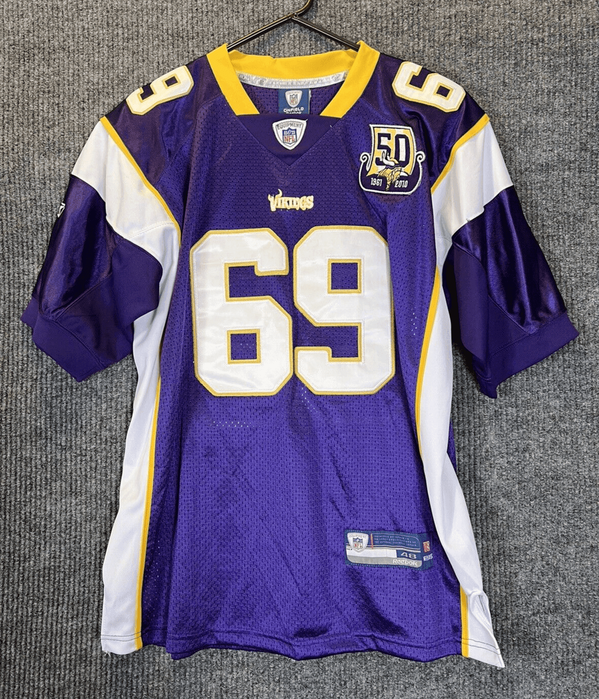 Men's Jared Allen Minnesota Vikings Purple 50th Patch Jared Allen Jersey - All Stitched