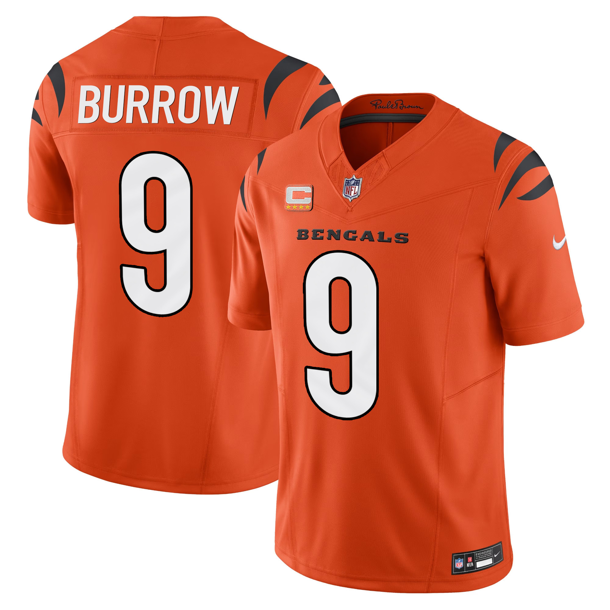 Men's Joe Burrow Cincinnati Bengals Vapor Limited Orange Jersey - All Stitched