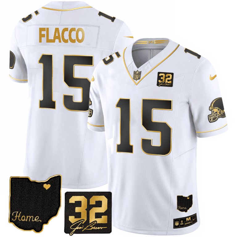 Men's Joe Flacco Cleveland Browns Gold Vapor White Gold Jersey - All Stitched
