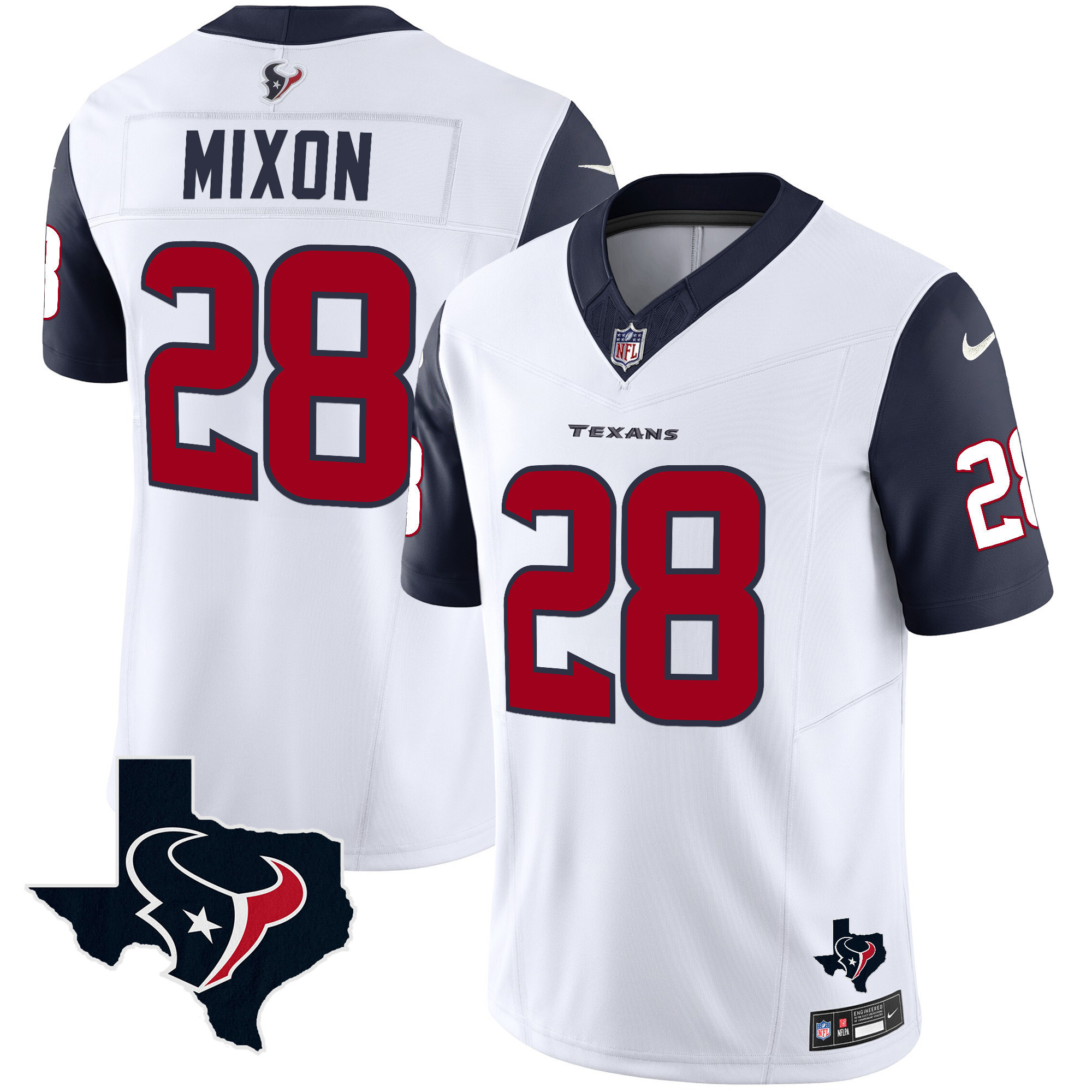 Men's Joe Mixon Houston Texans Vapor Limited Navy Sleeves Jersey - All Stitched